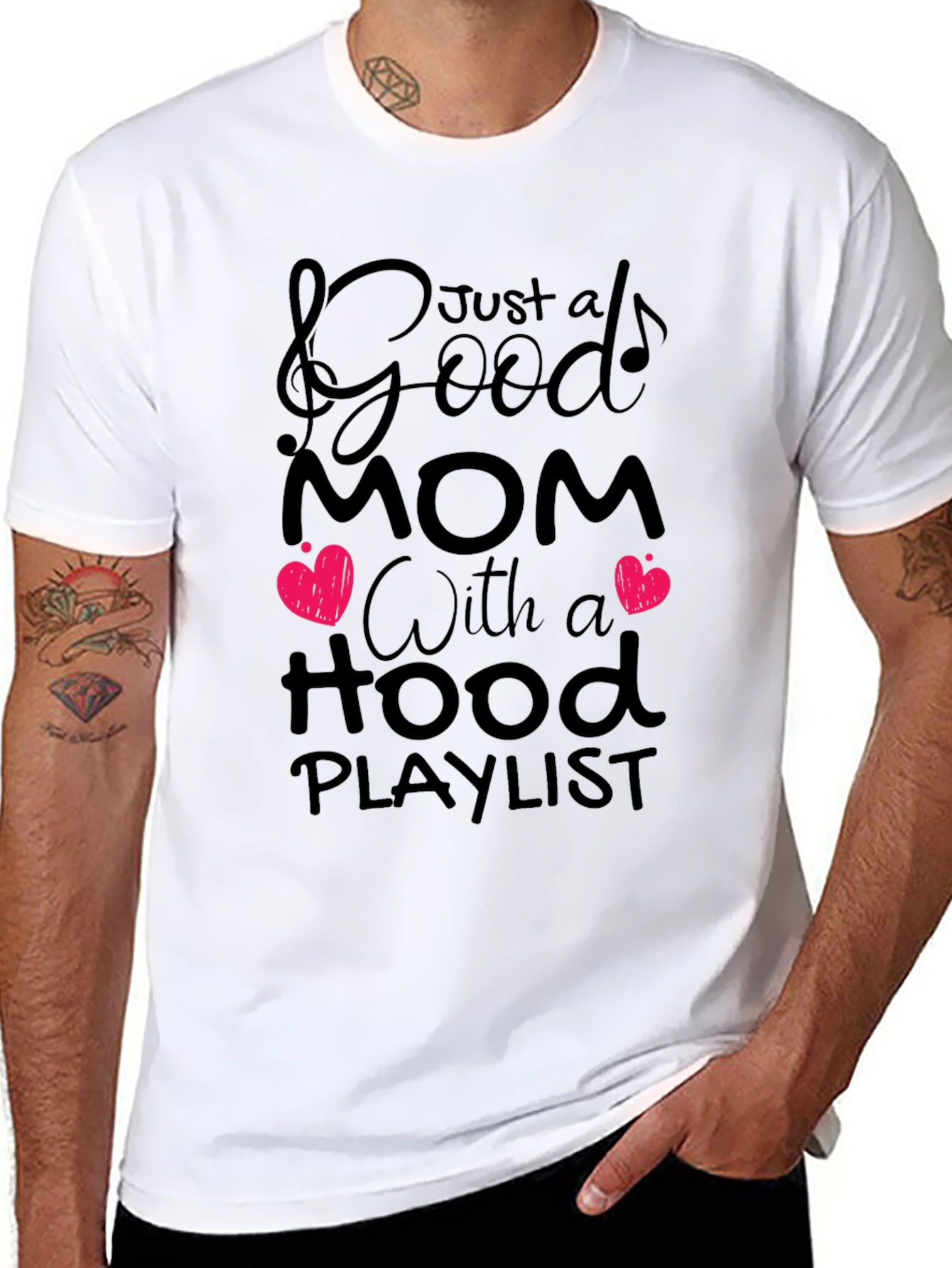 Good Mom Hood Playlist Black Graphic T-Shirt