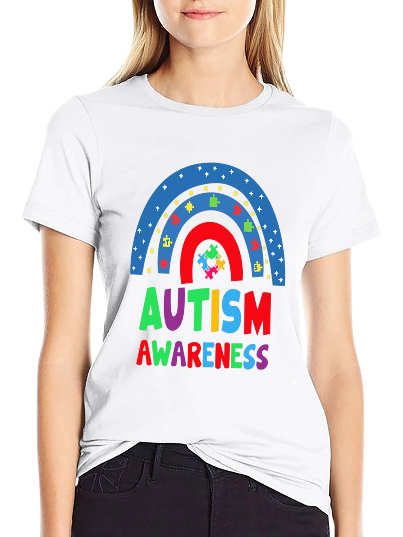 Autism Awareness Rainbow Puzzle T-Shirt