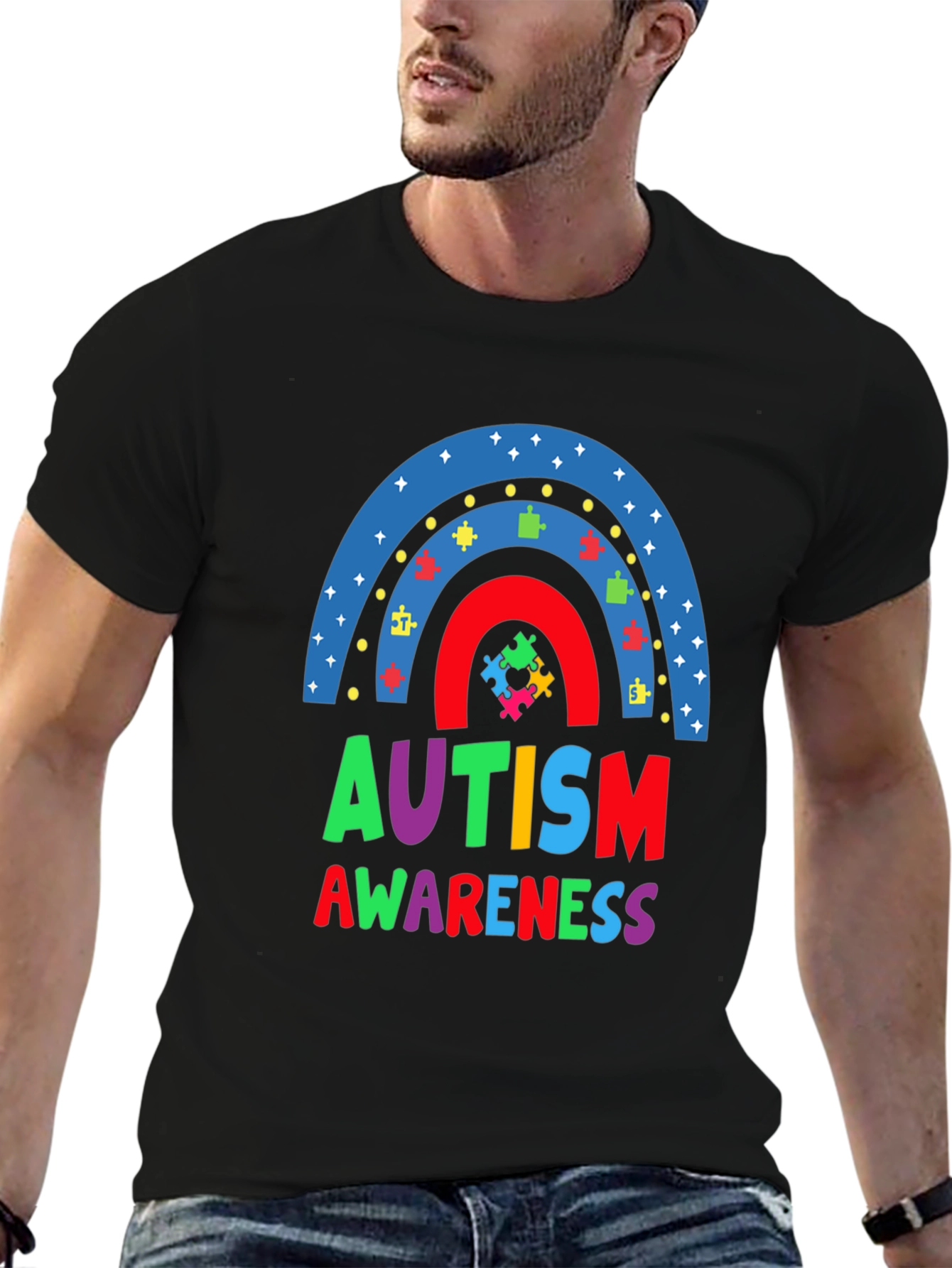 Autism Awareness Rainbow Puzzle T-Shirt