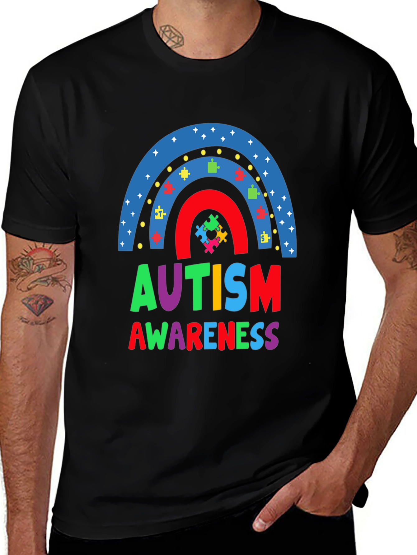 Autism Awareness Rainbow Puzzle T-Shirt