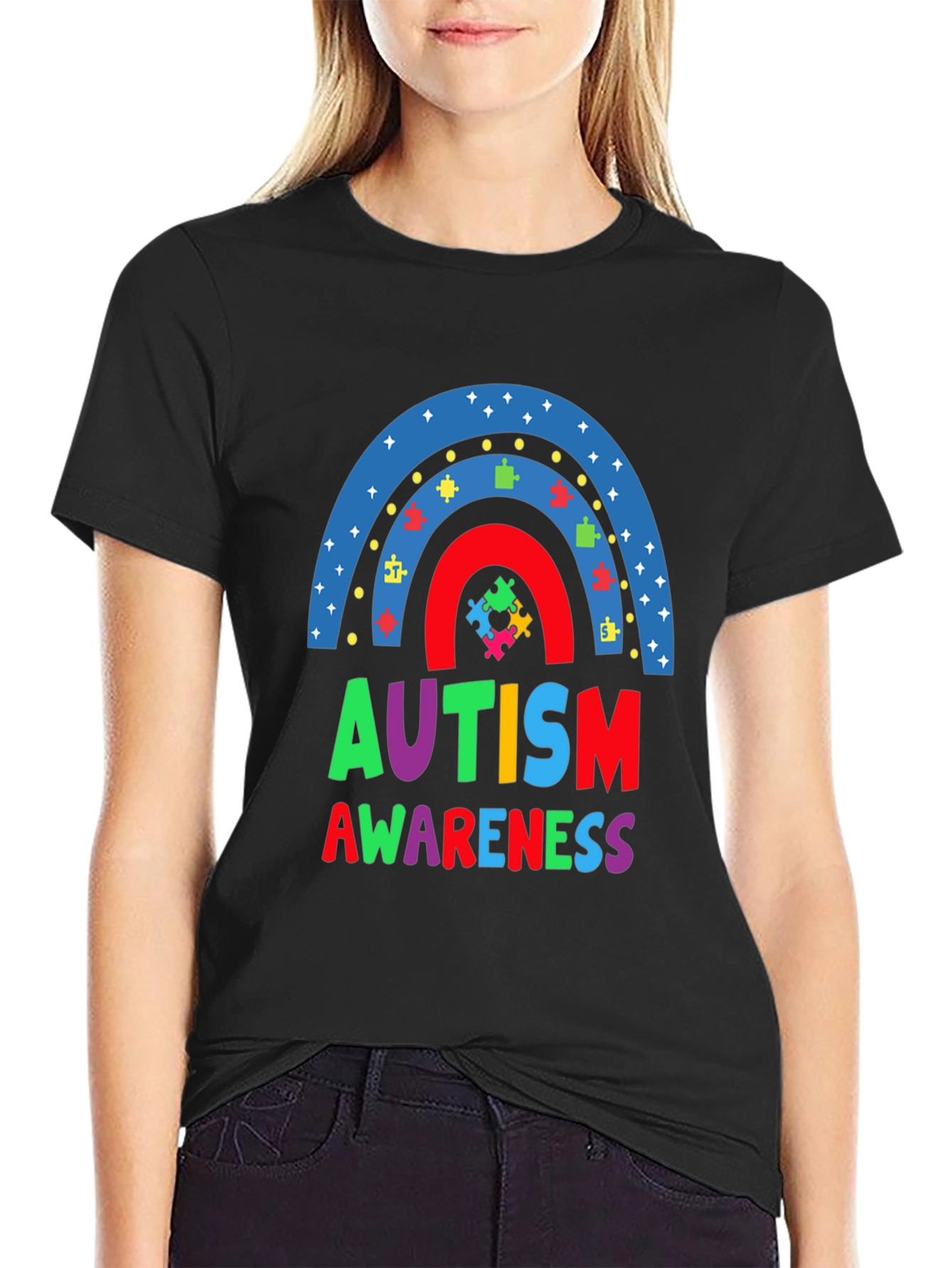 Autism Awareness Rainbow Puzzle T-Shirt