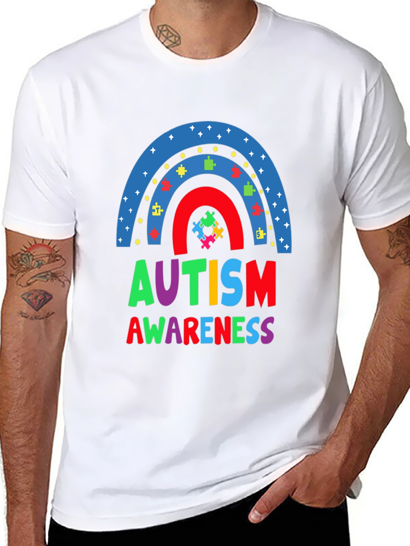 Autism Awareness Rainbow Puzzle T-Shirt