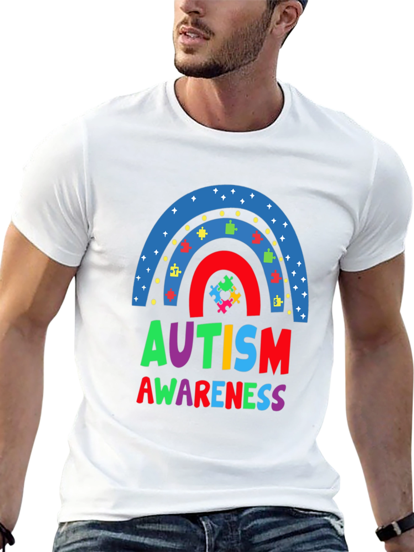 Autism Awareness Rainbow Puzzle T-Shirt