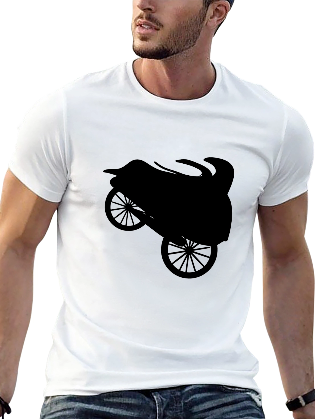 Motorcycle Silhouette Black T-Shirt