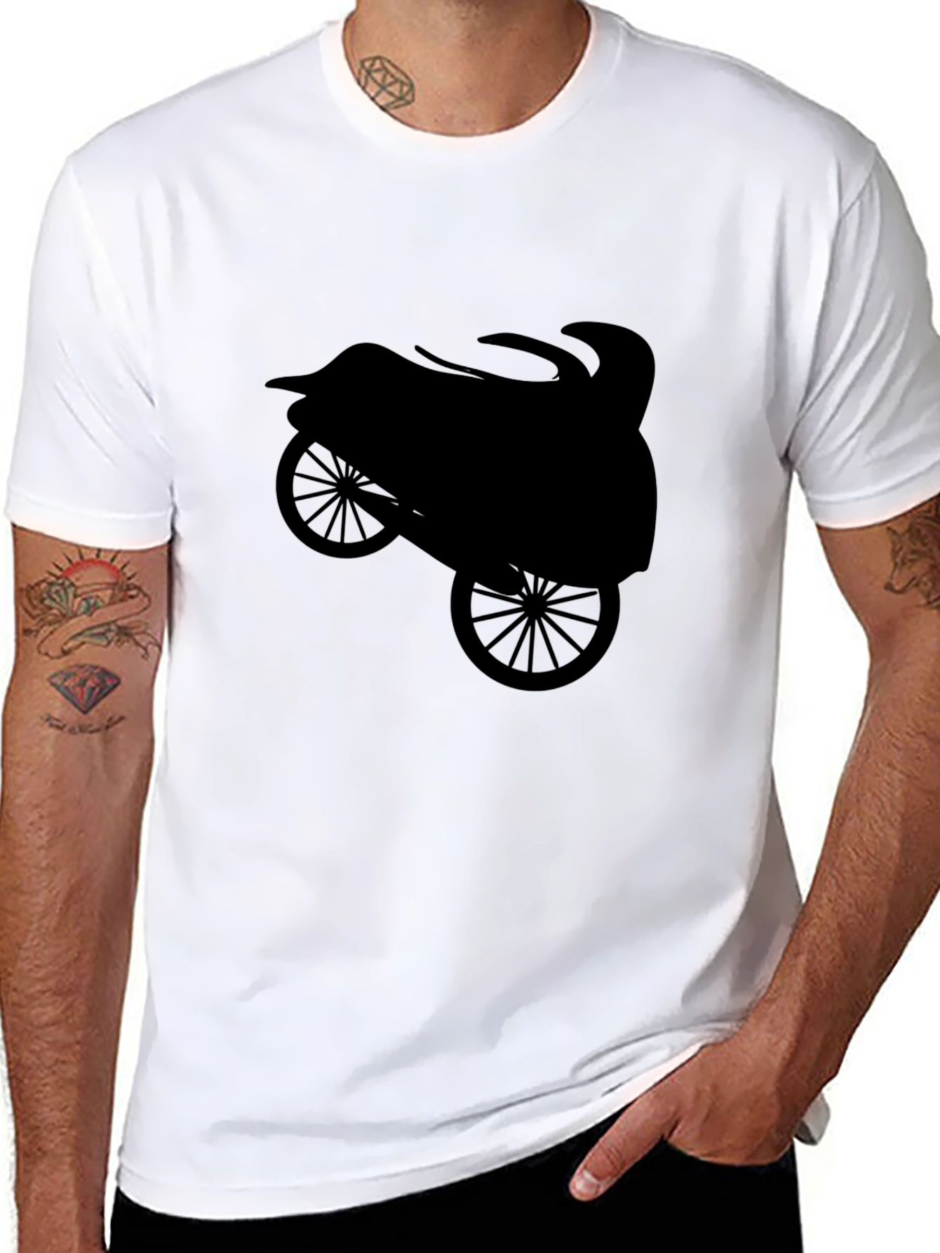 Motorcycle Silhouette Black T-Shirt