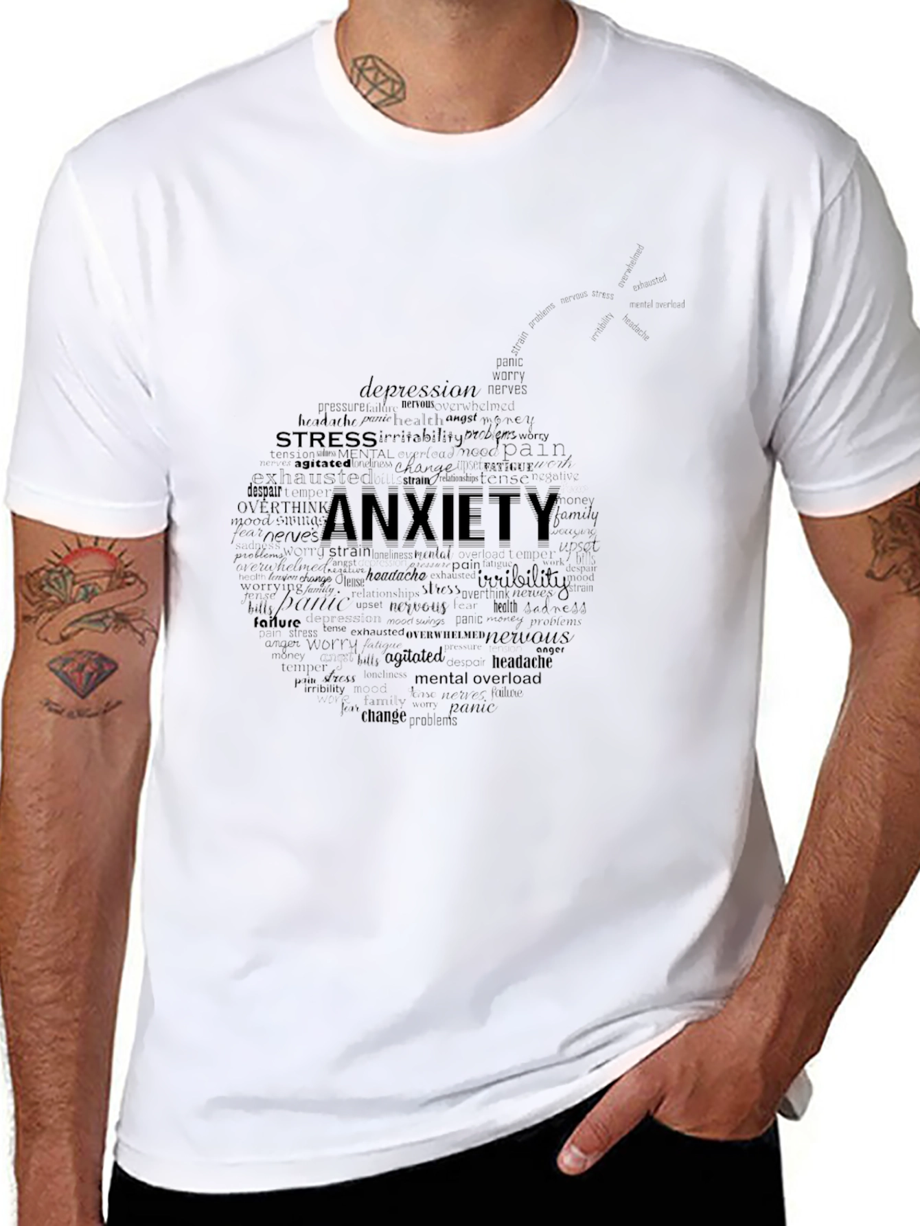Anxiety Word Cloud Graphic Tee - Black