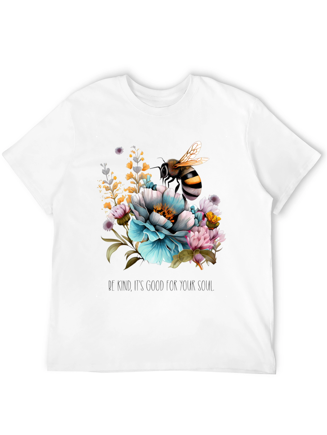 Floral Bee Graphic Tee - Black Cotton Blend