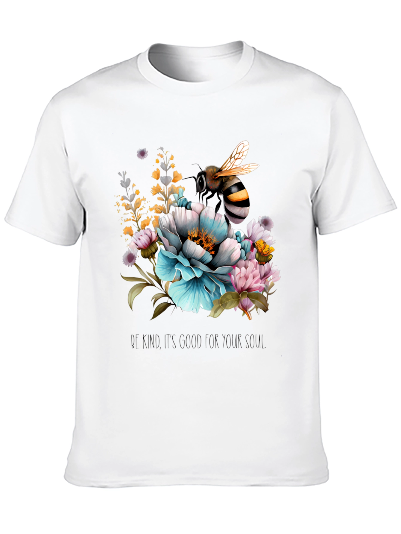 Floral Bee Graphic Tee - Black Cotton Blend