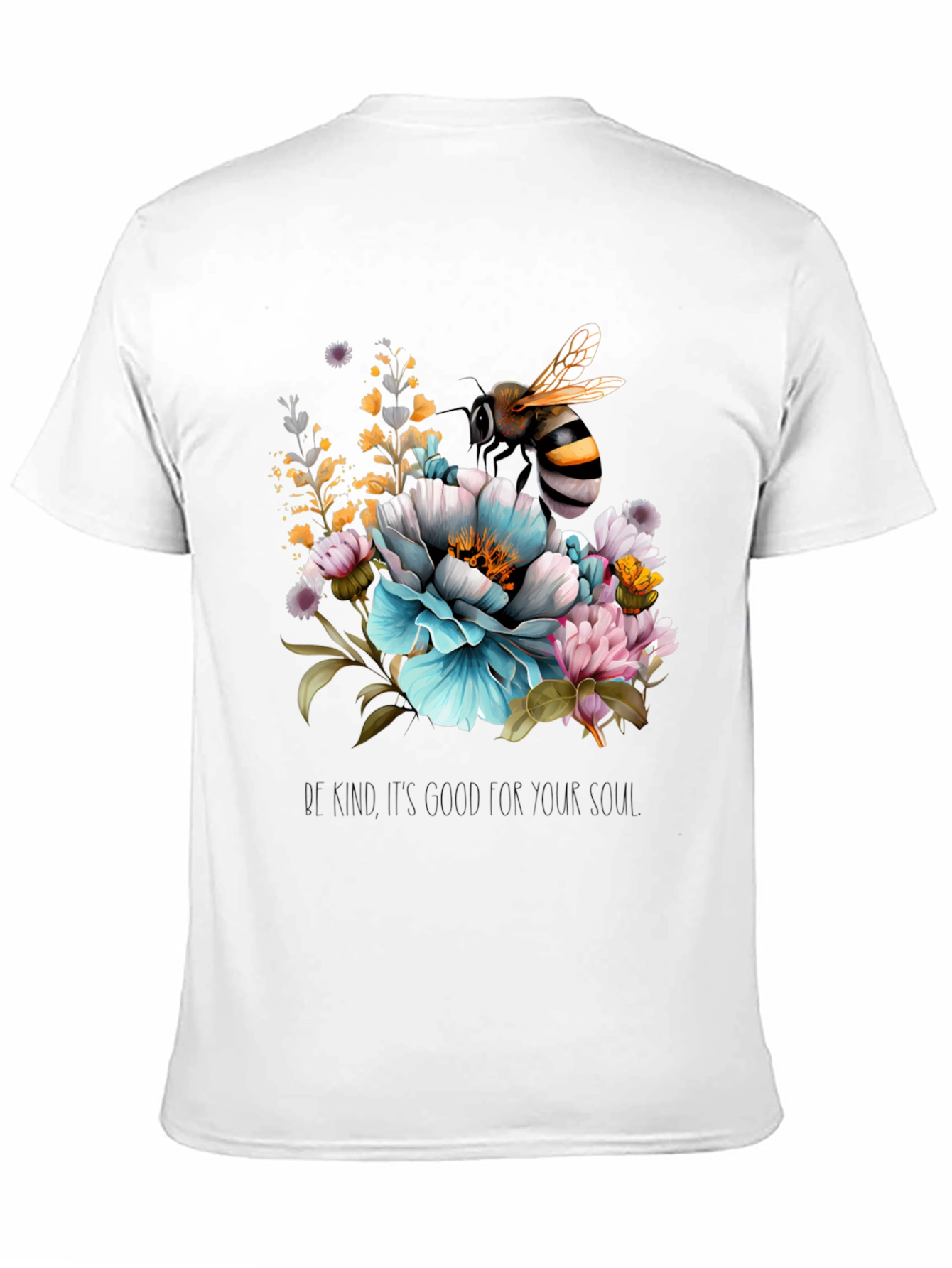 Floral Bee Graphic Tee - Black Cotton Blend