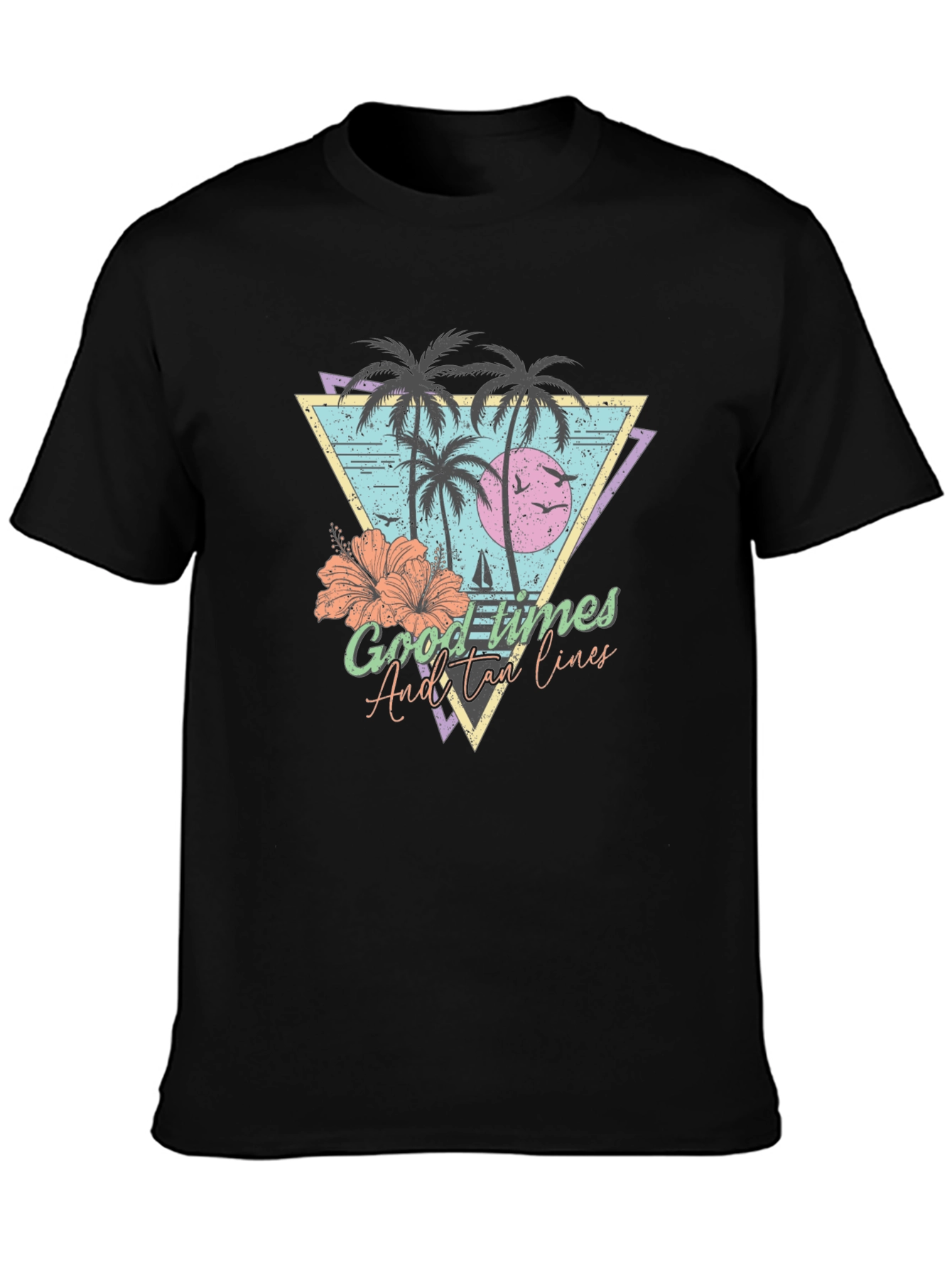 Tropical Good Times Mens Black T-Shirt