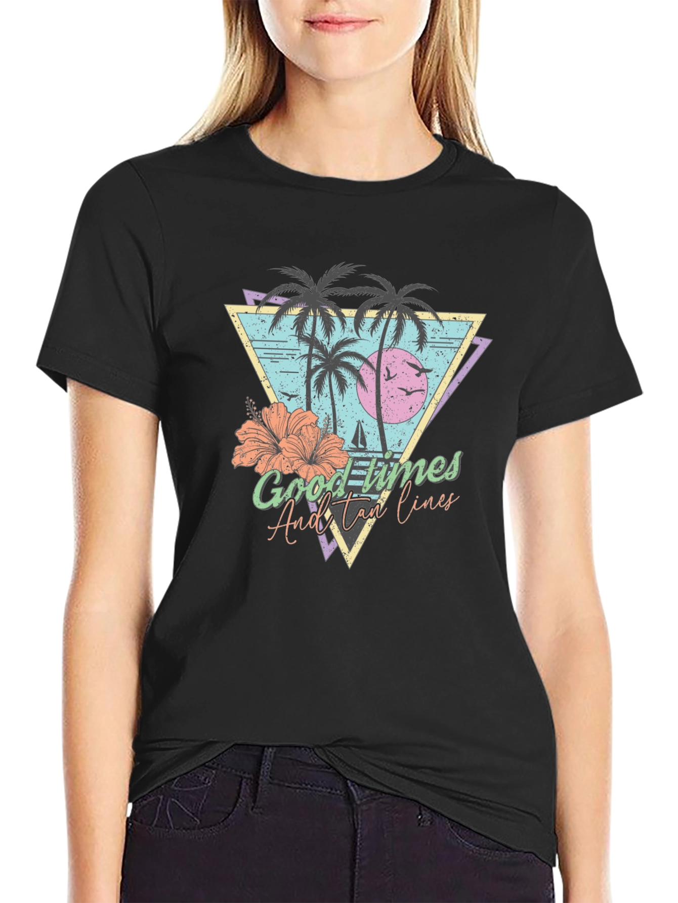 Tropical Good Times Mens Black T-Shirt