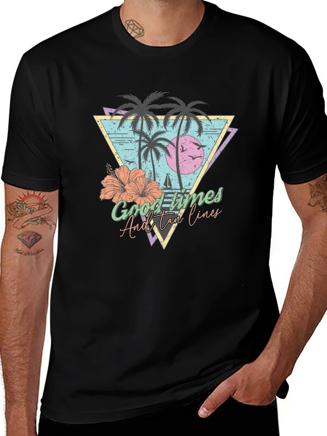 Tropical Good Times Mens Black T-Shirt