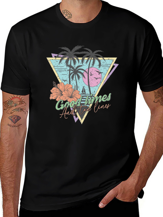 Tropical Good Times Mens Black T-Shirt
