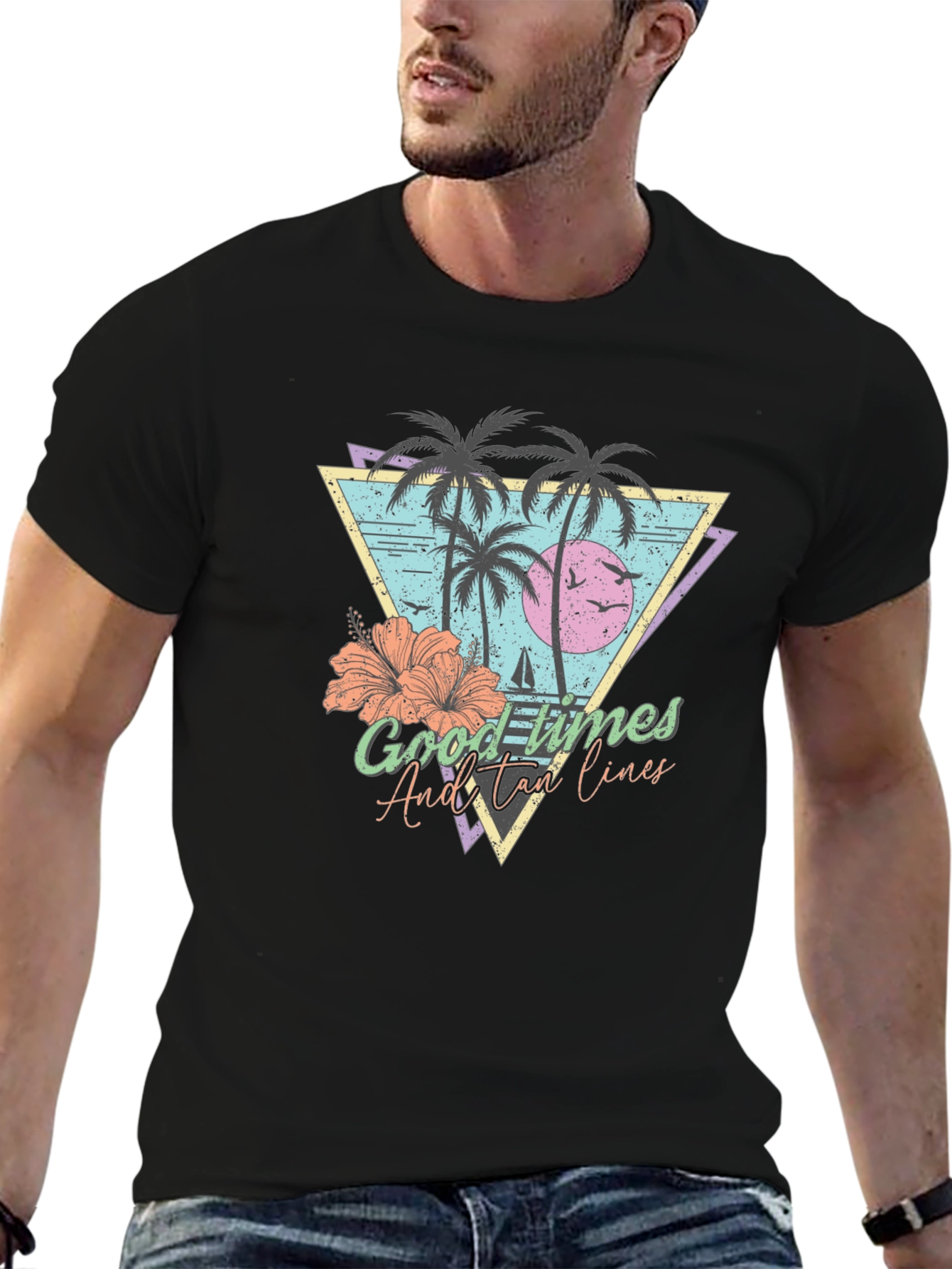 Tropical Good Times Mens Black T-Shirt