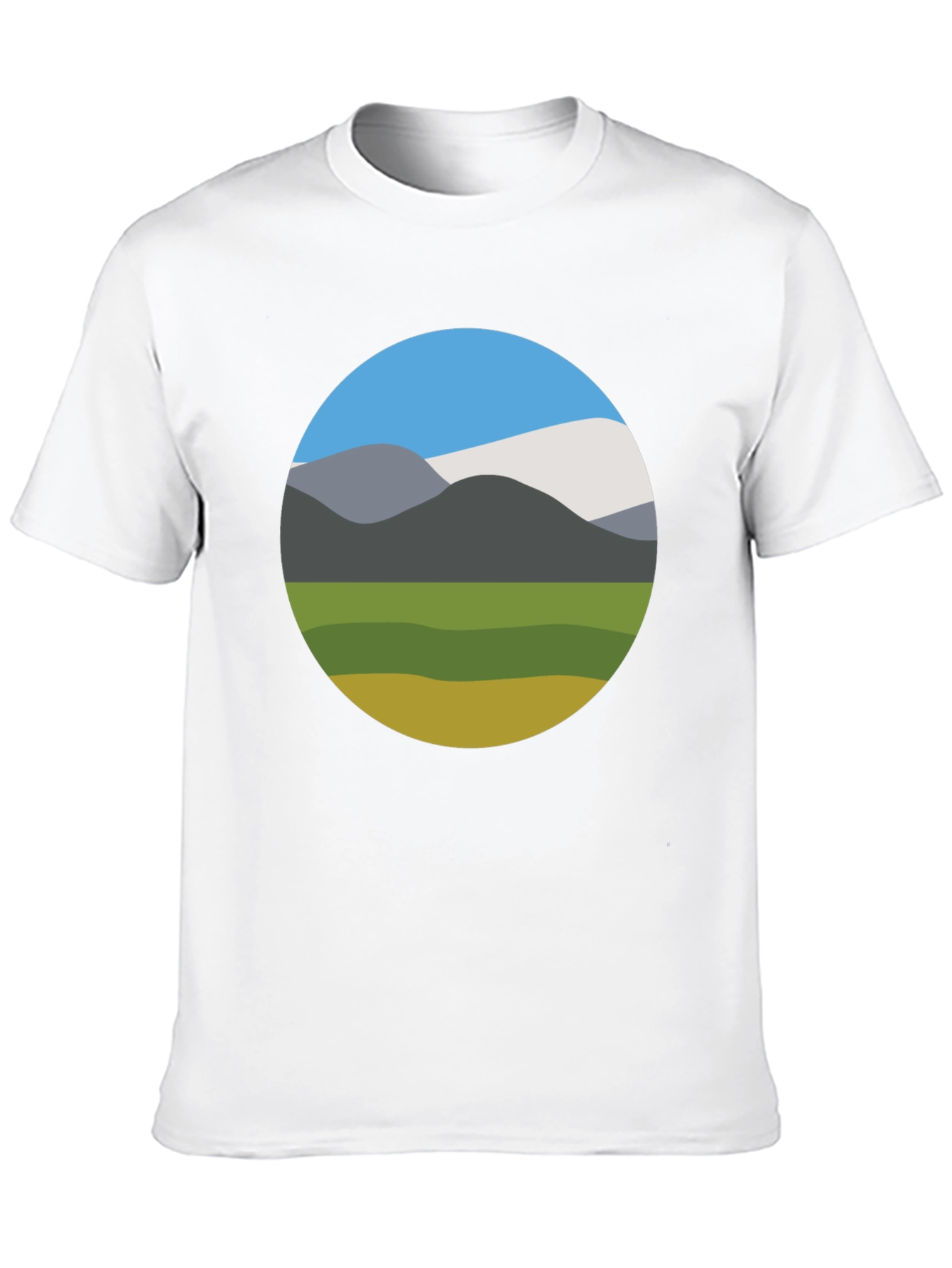 Nature Scene Graphic Tee - Black Crew Neck T-Shirt