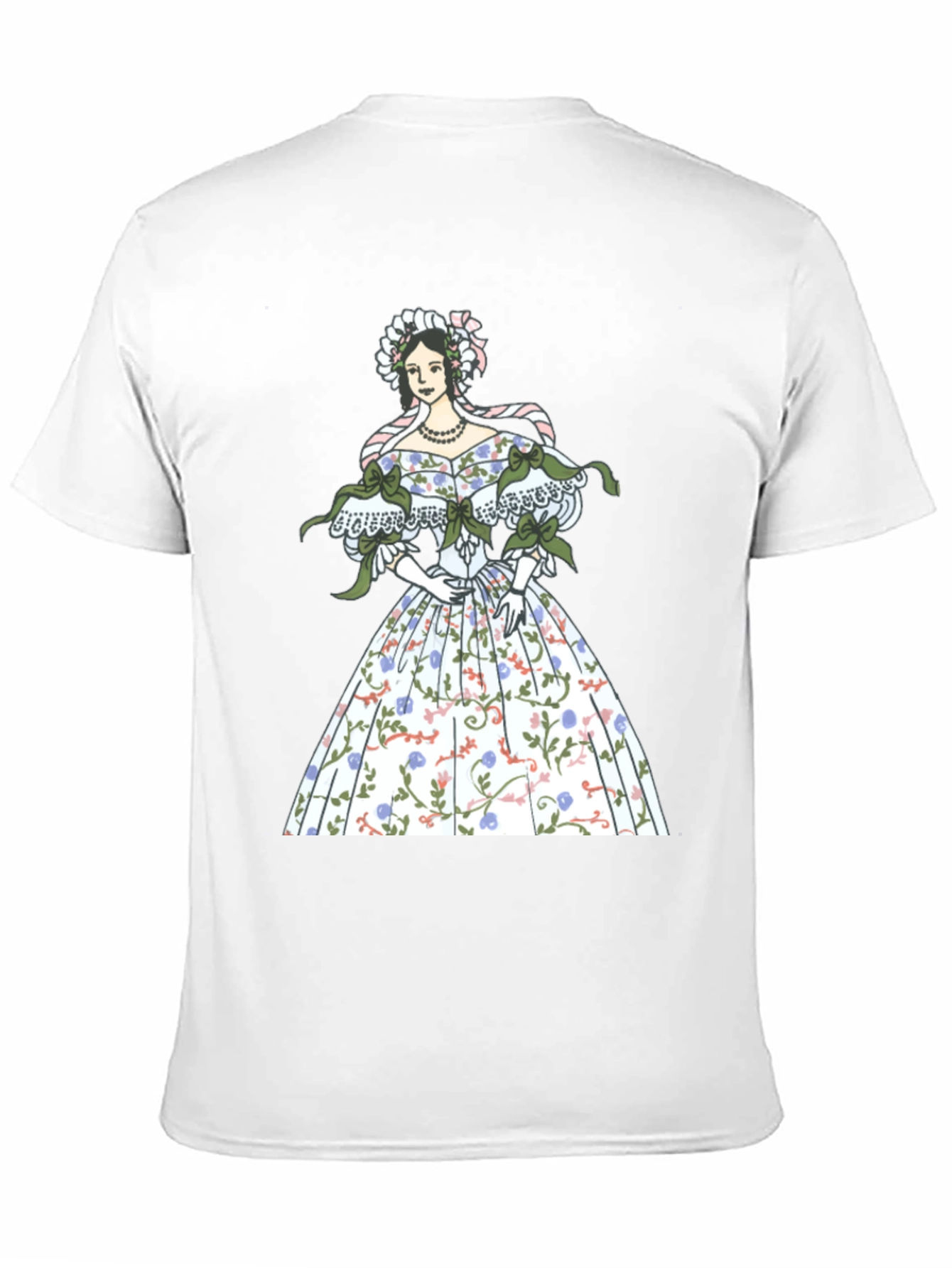 Elegant Floral Dress Graphic Tee - Black