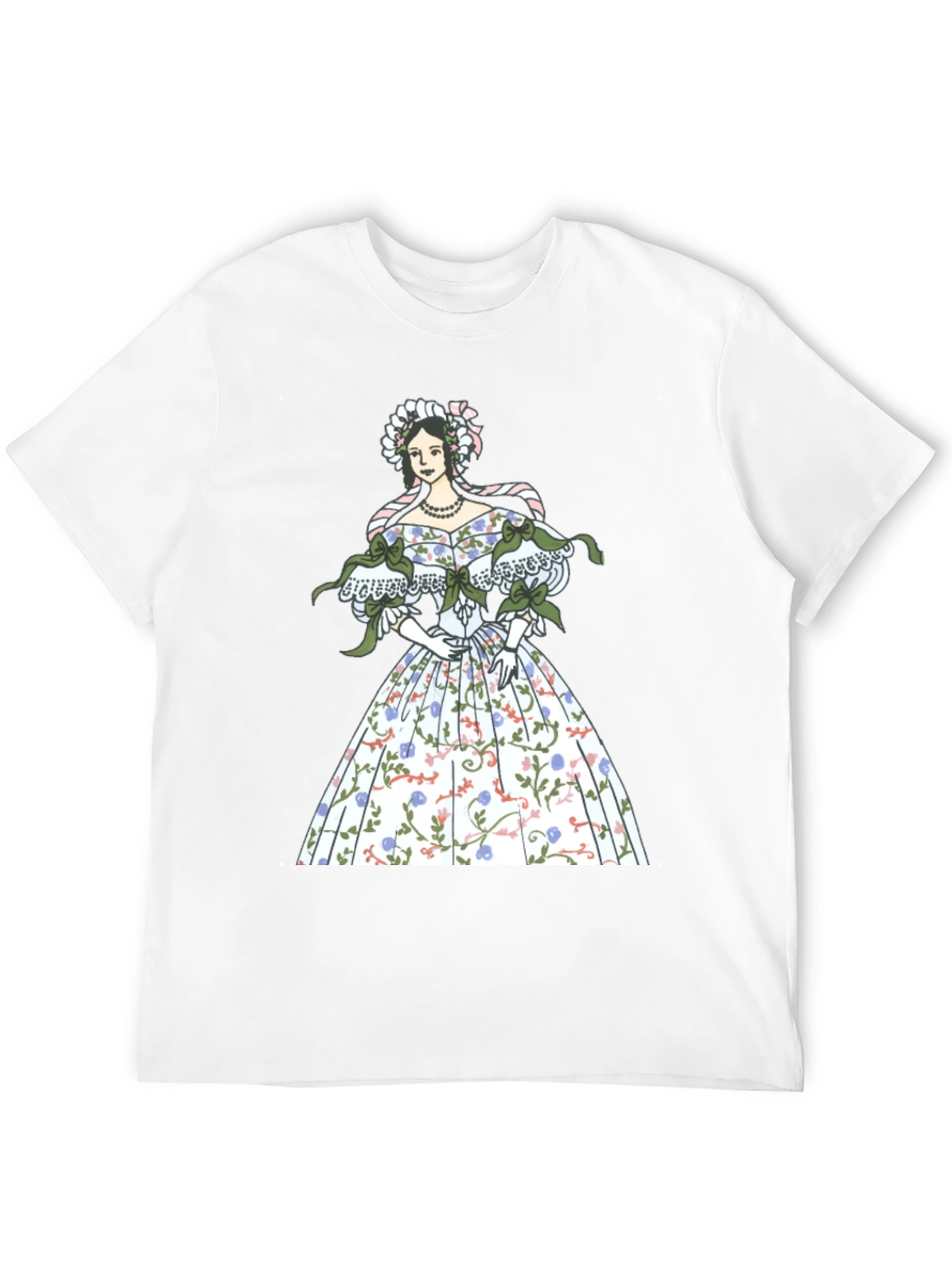 Elegant Floral Dress Graphic Tee - Black