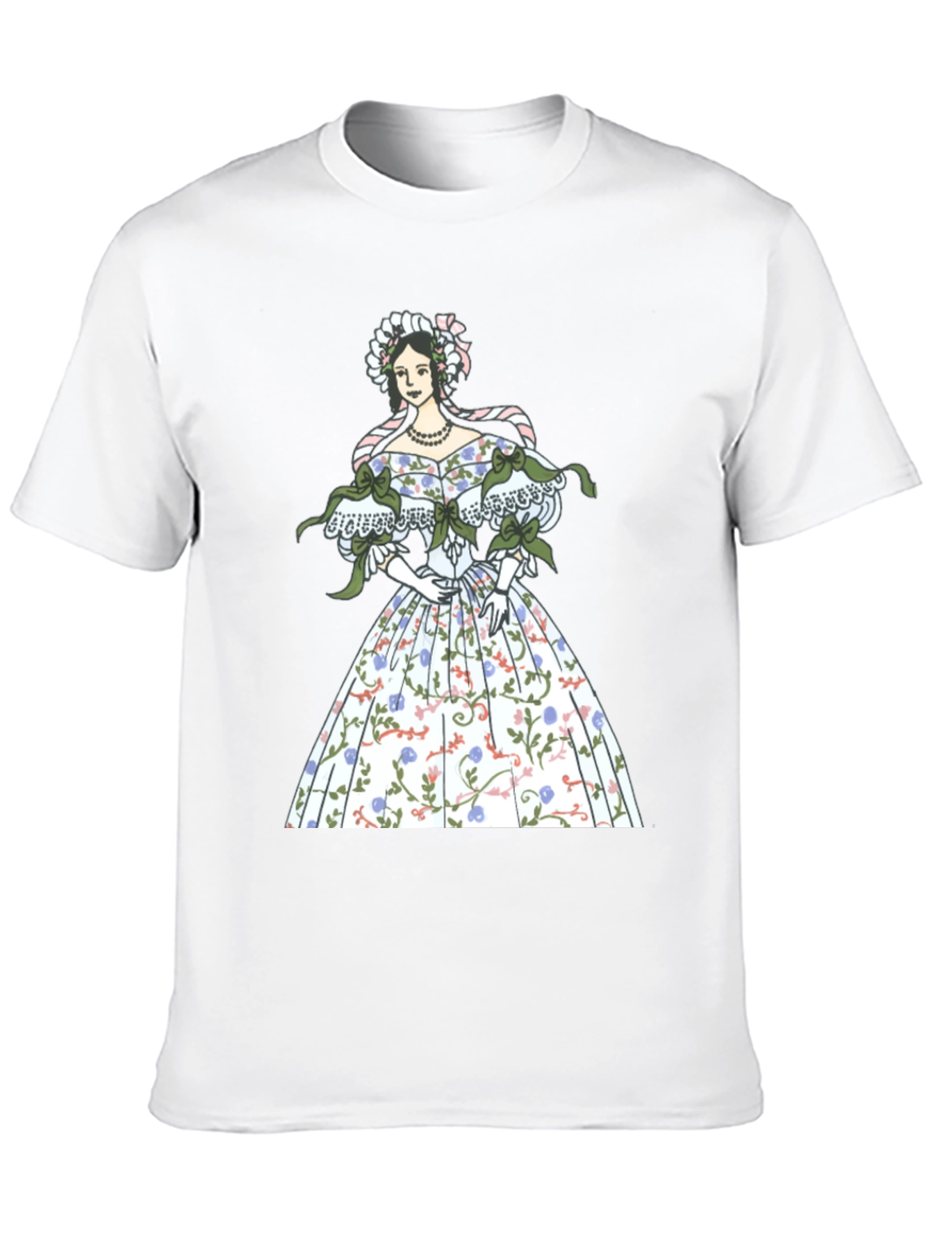 Elegant Floral Dress Graphic Tee - Black