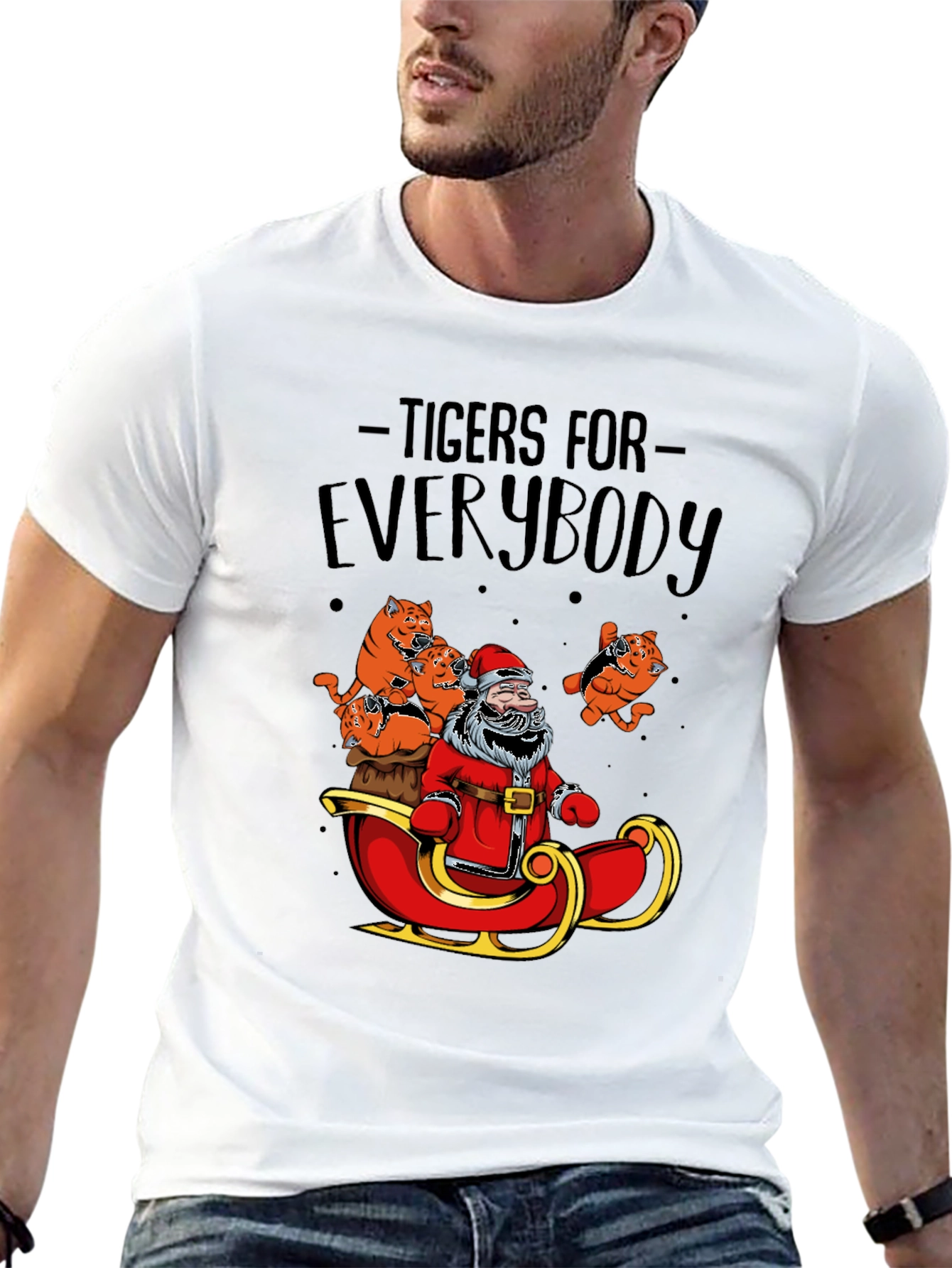 Tigers for Everybody Santa Christmas Graphic Tee