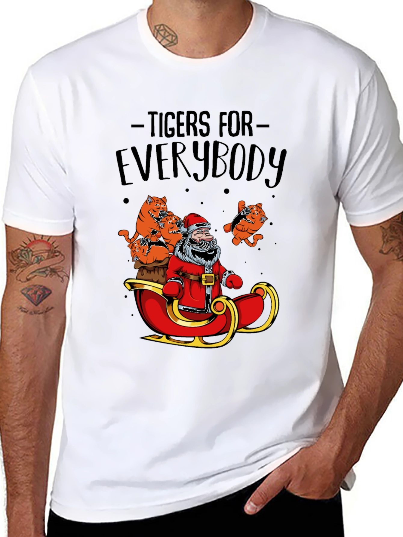 Tigers for Everybody Santa Christmas Graphic Tee