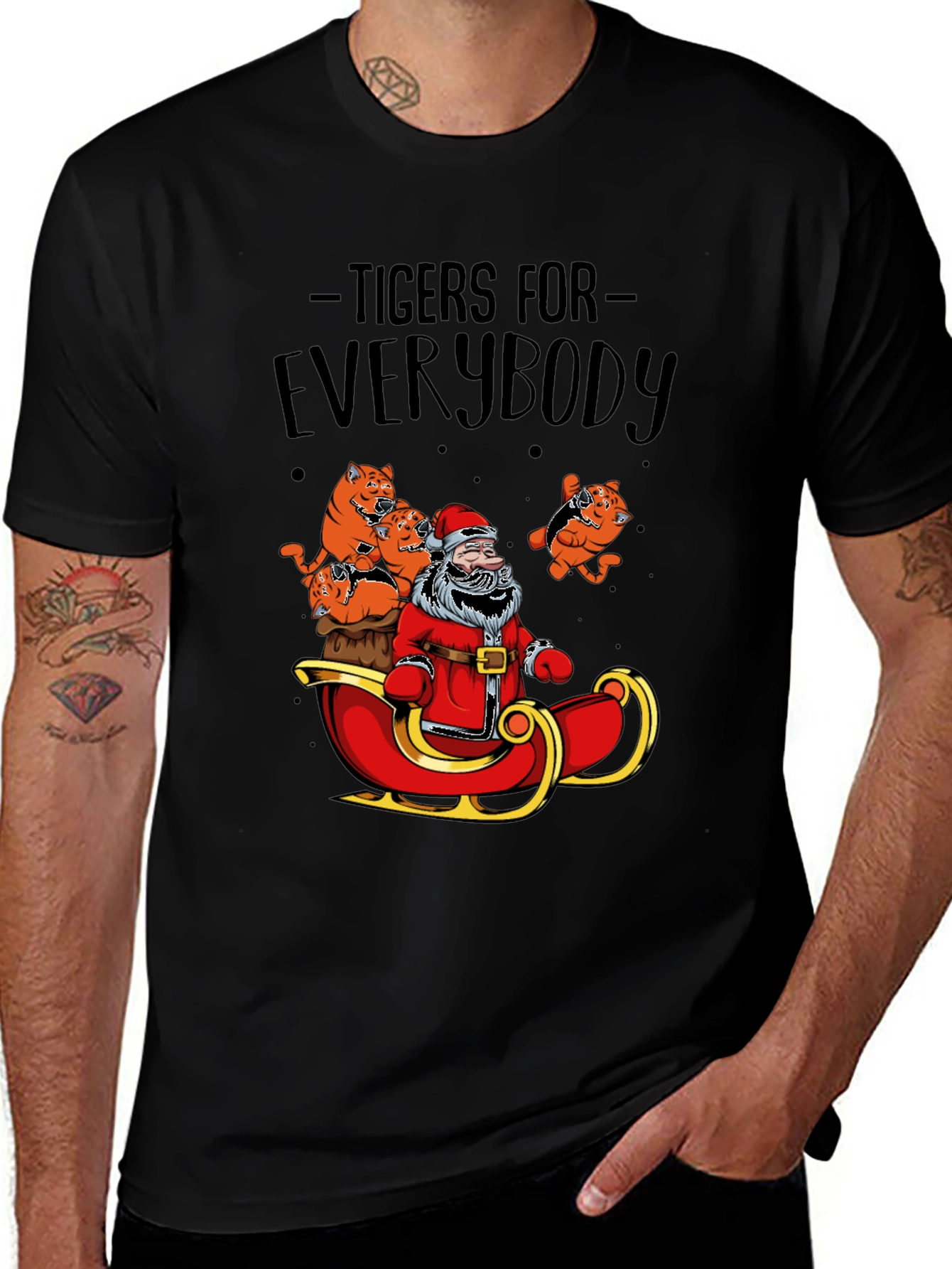 Tigers for Everybody Santa Christmas Graphic Tee
