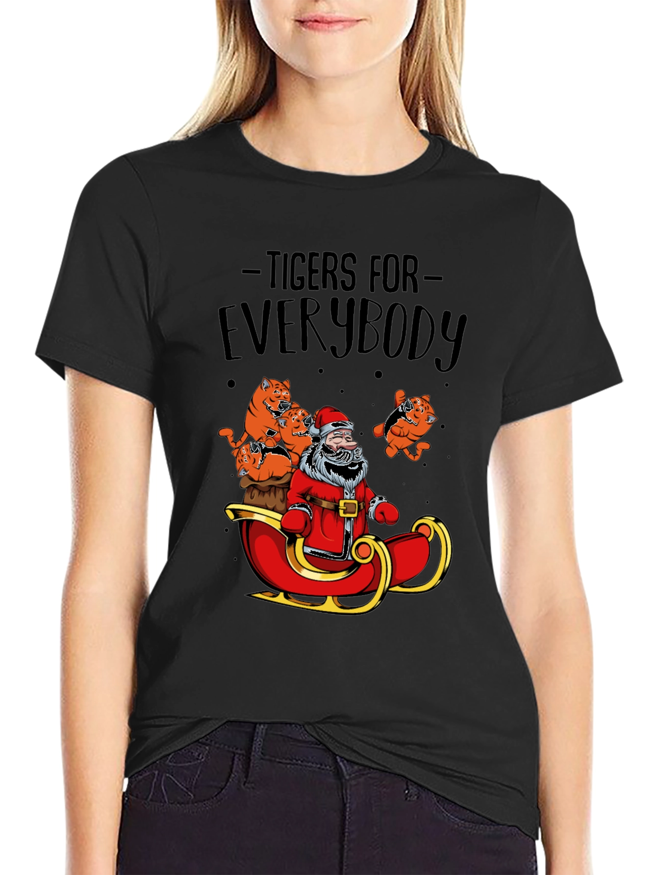 Tigers for Everybody Santa Christmas Graphic Tee