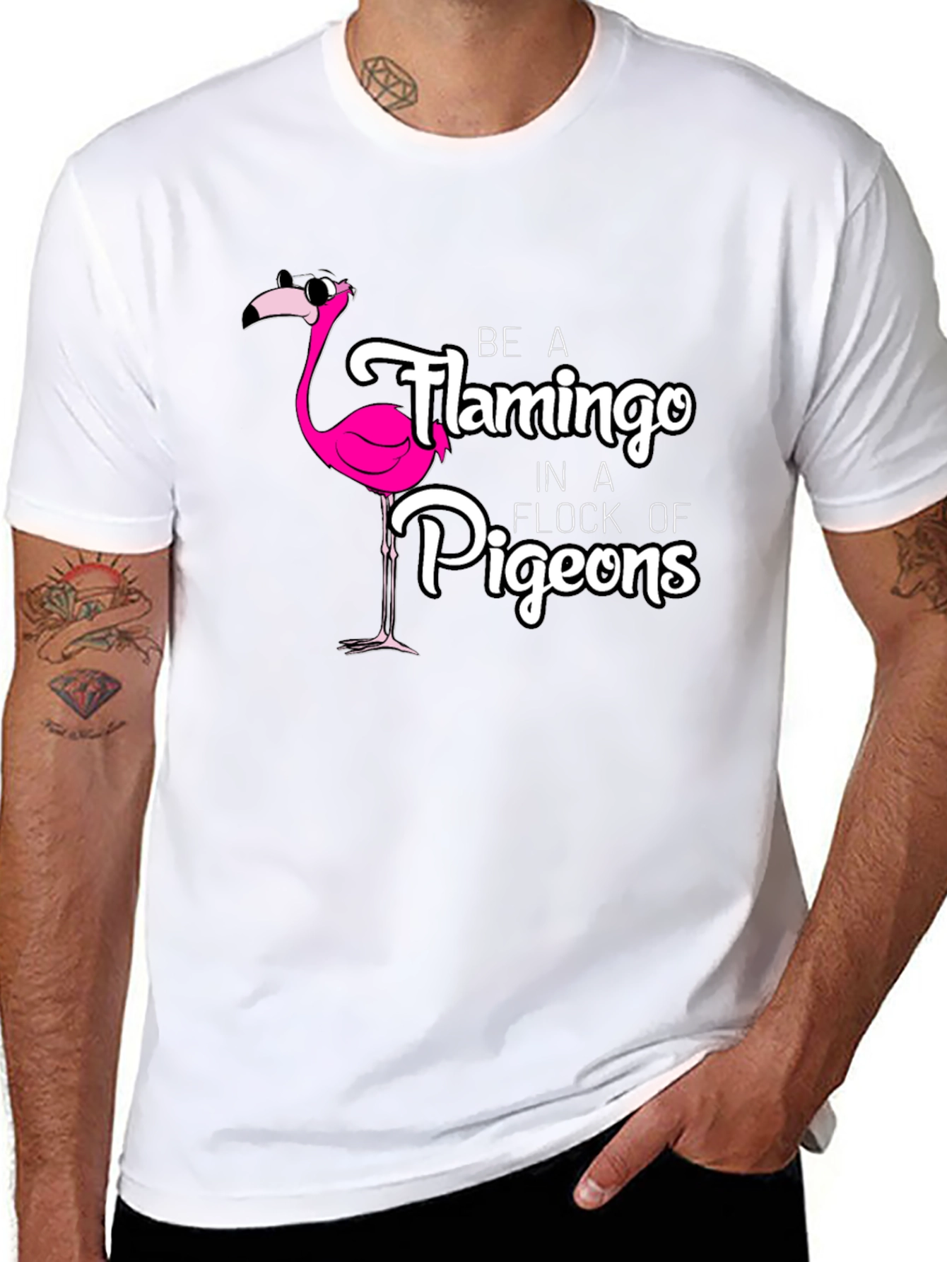 Be a Flamingo Black T-Shirt