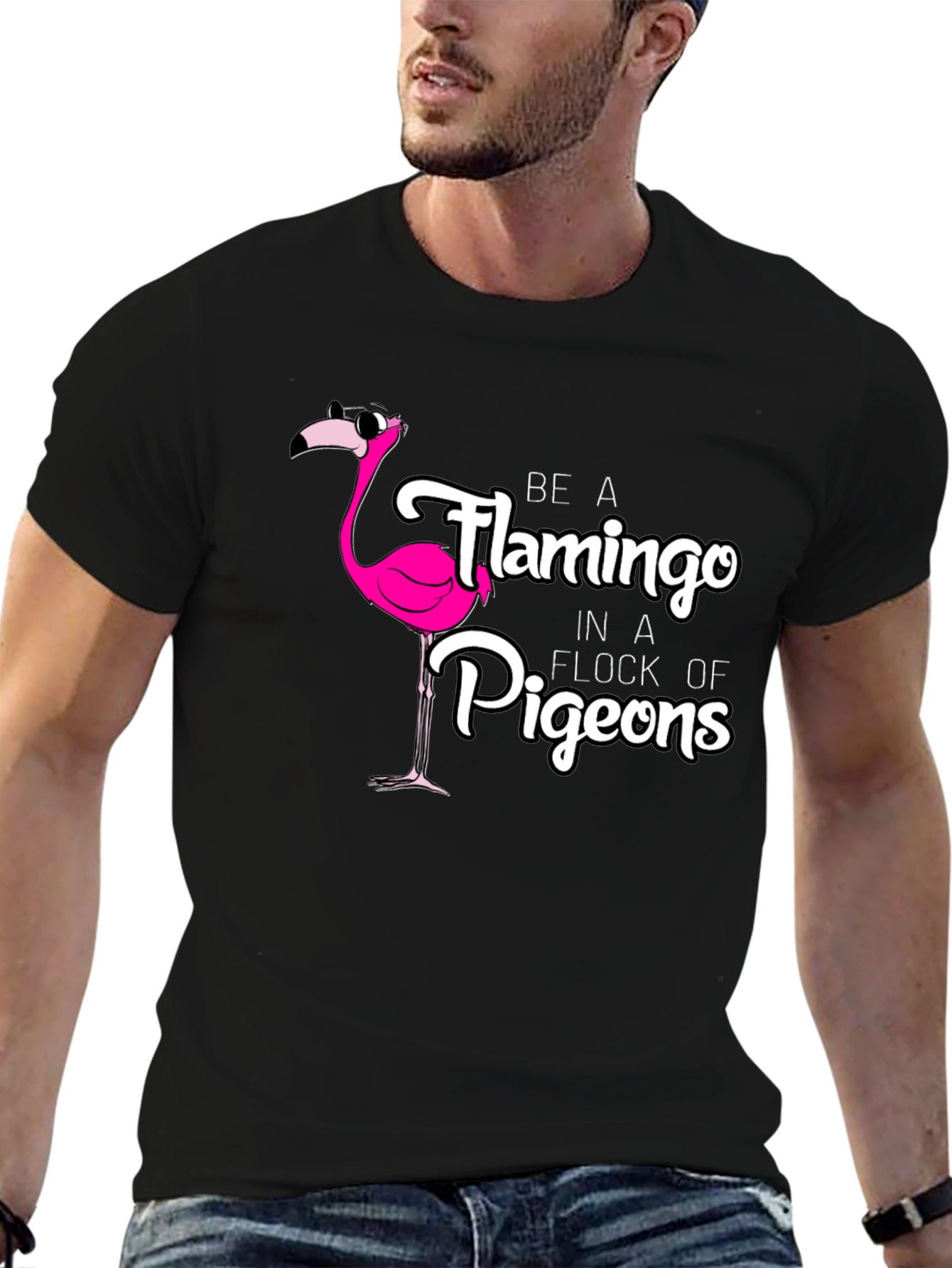 Be a Flamingo Black T-Shirt
