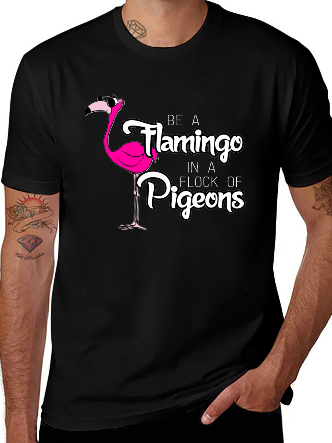 Be a Flamingo Black T-Shirt