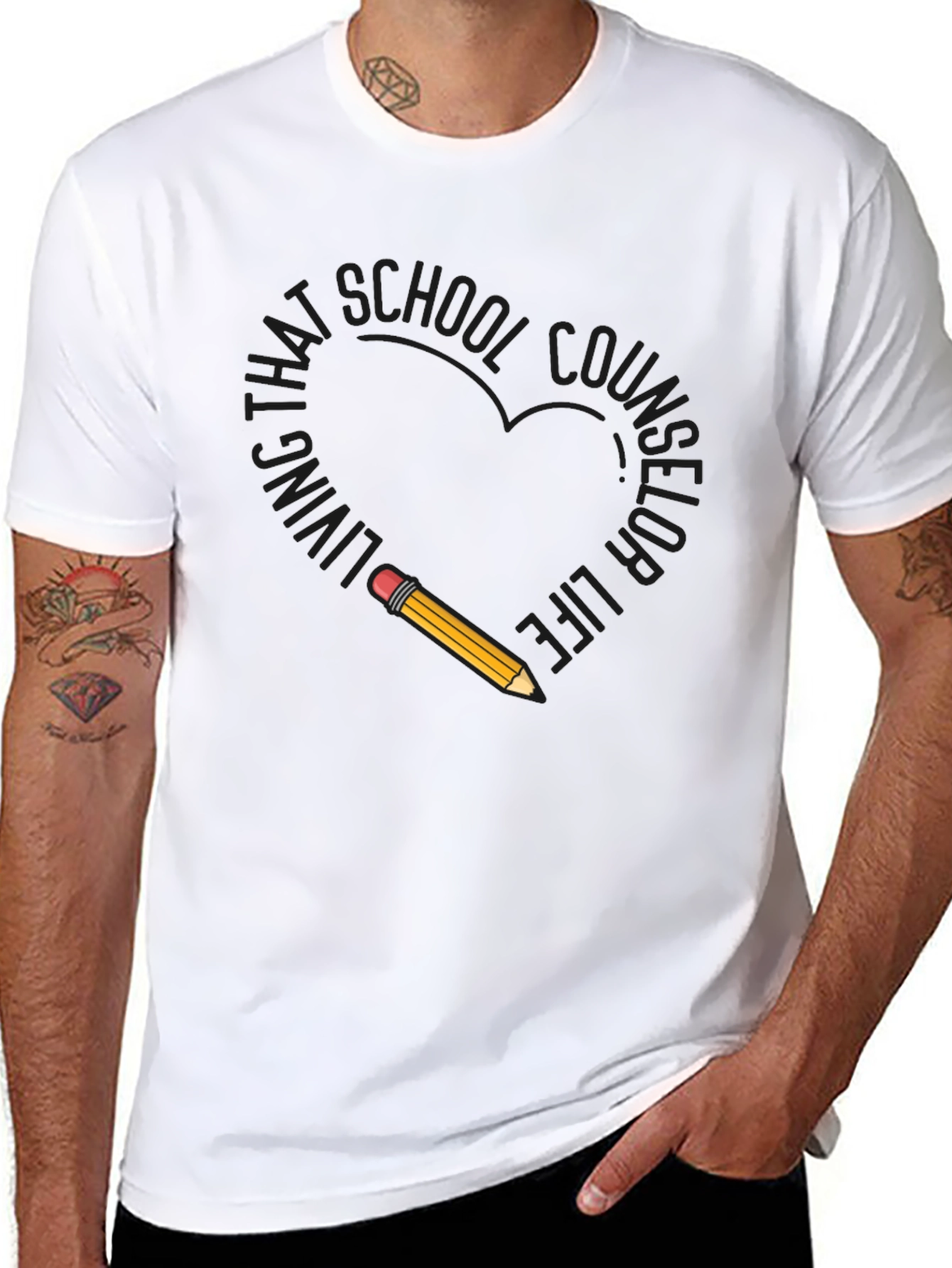 School Counselor T-Shirt with Pencil Design