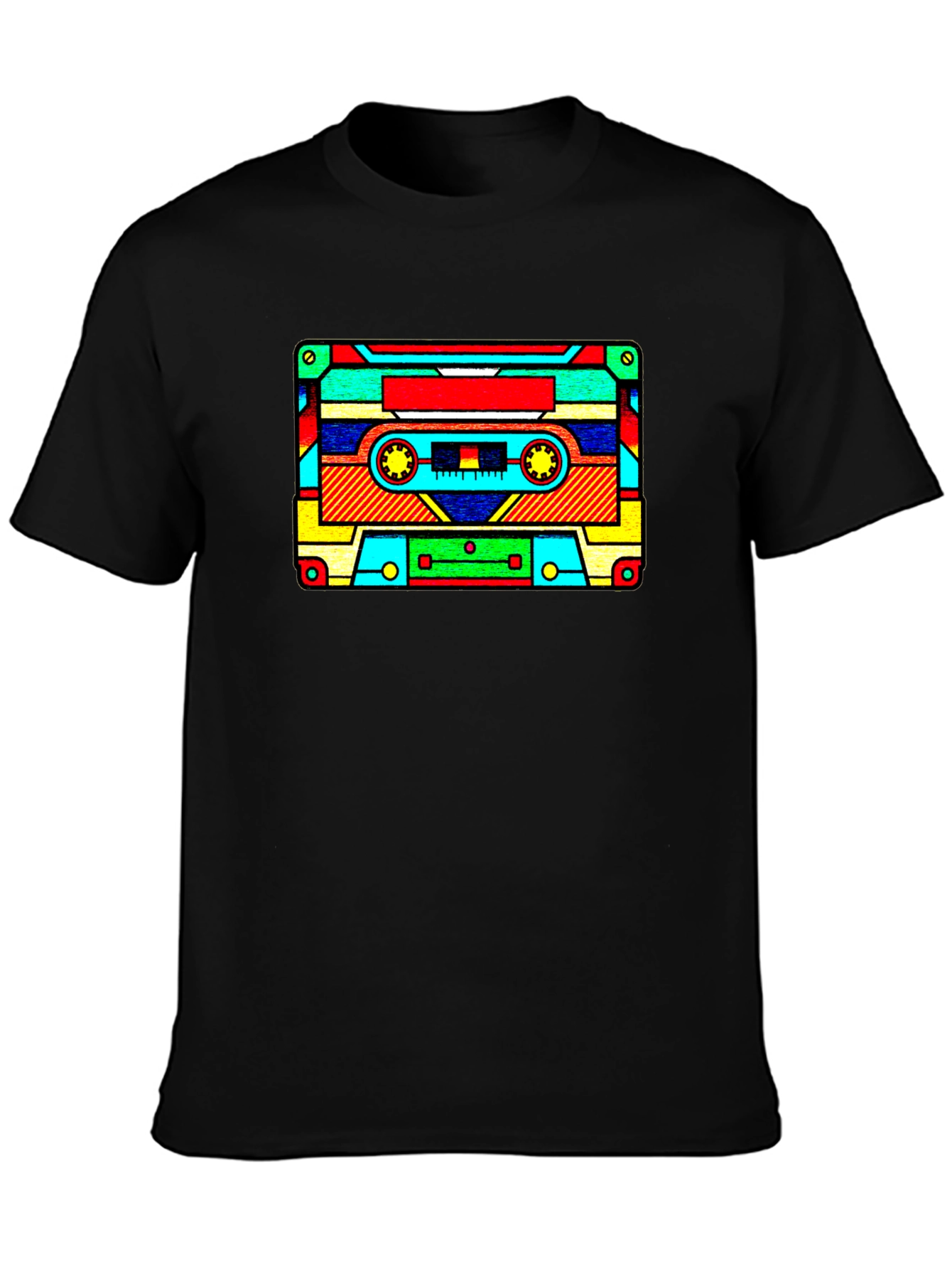 Retro Cassette Tape Graphic T-Shirt - Black