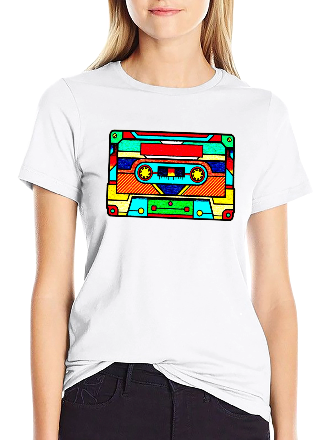 Retro Cassette Tape Graphic T-Shirt - Black