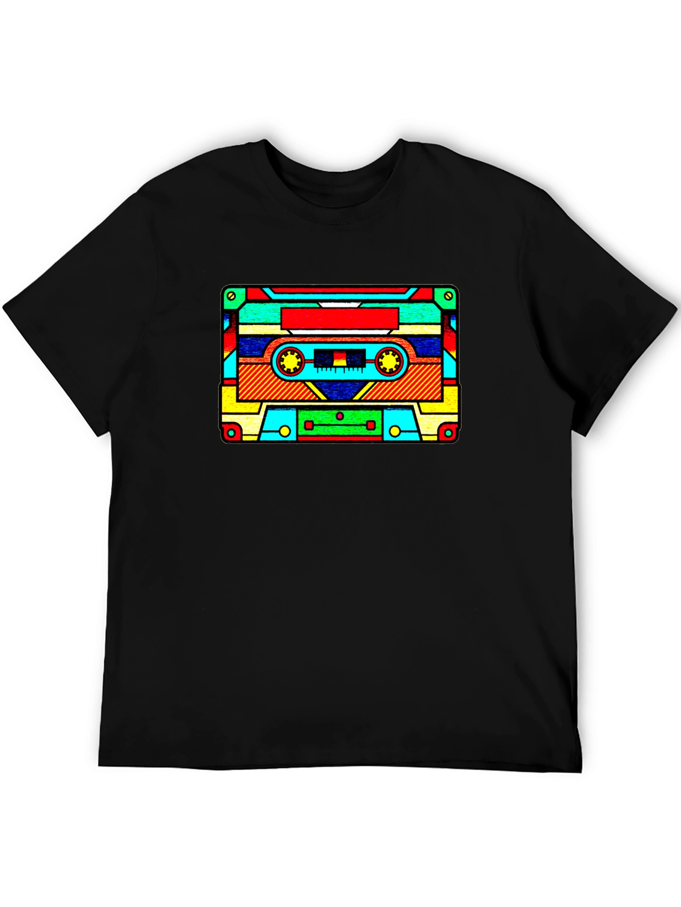 Retro Cassette Tape Graphic T-Shirt - Black