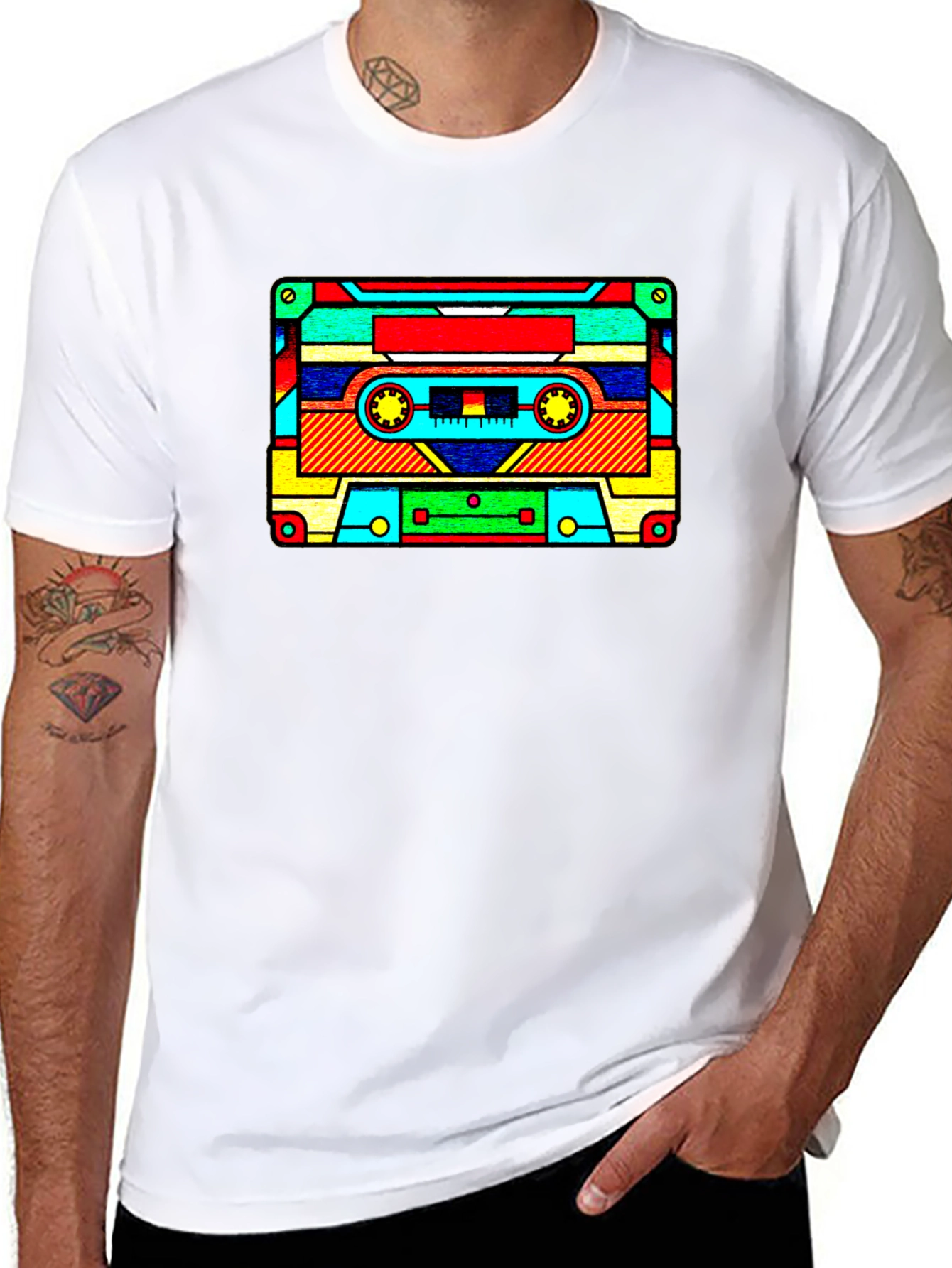 Retro Cassette Tape Graphic T-Shirt - Black