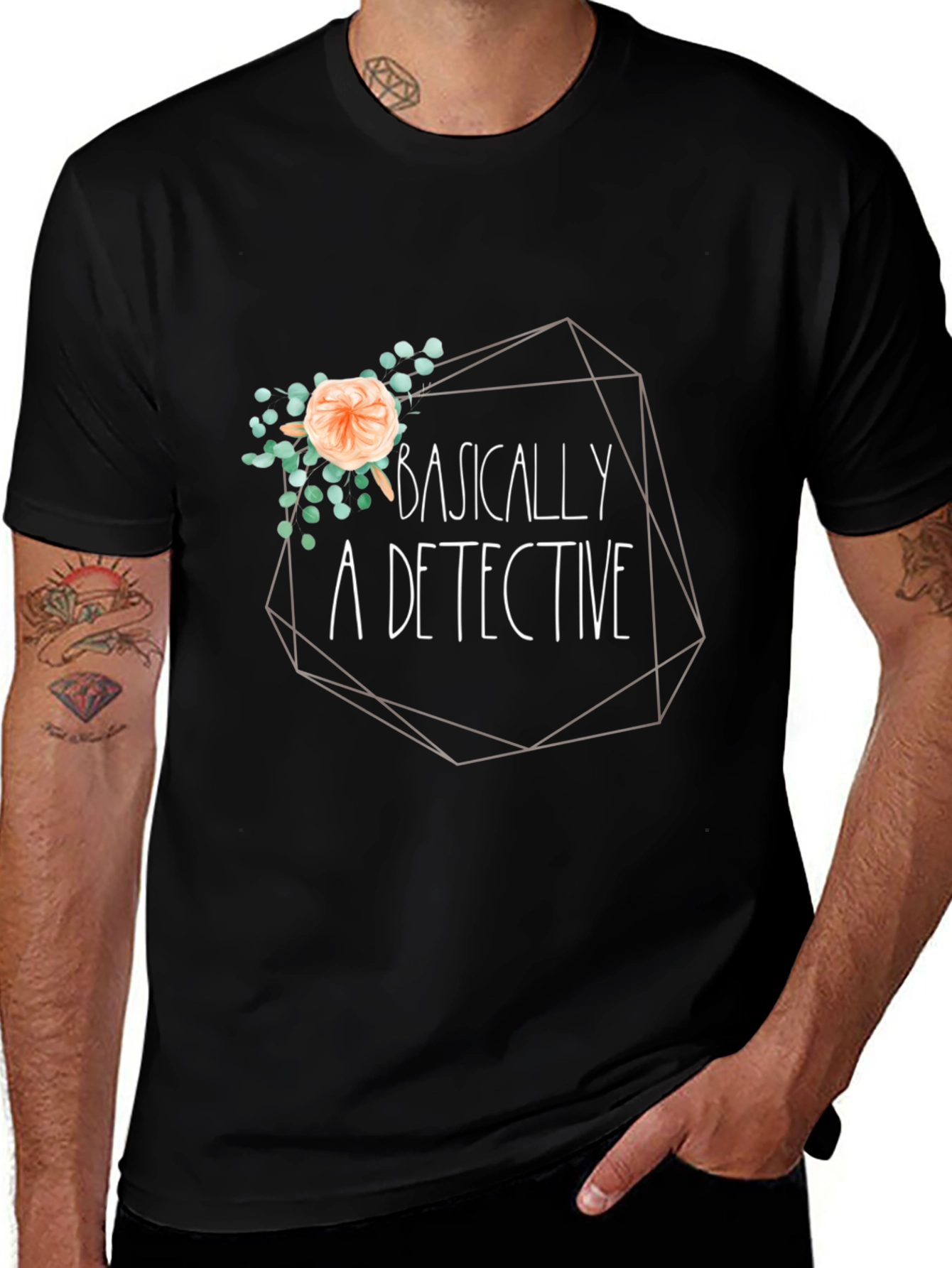 Basically A Detective Black T-Shirt