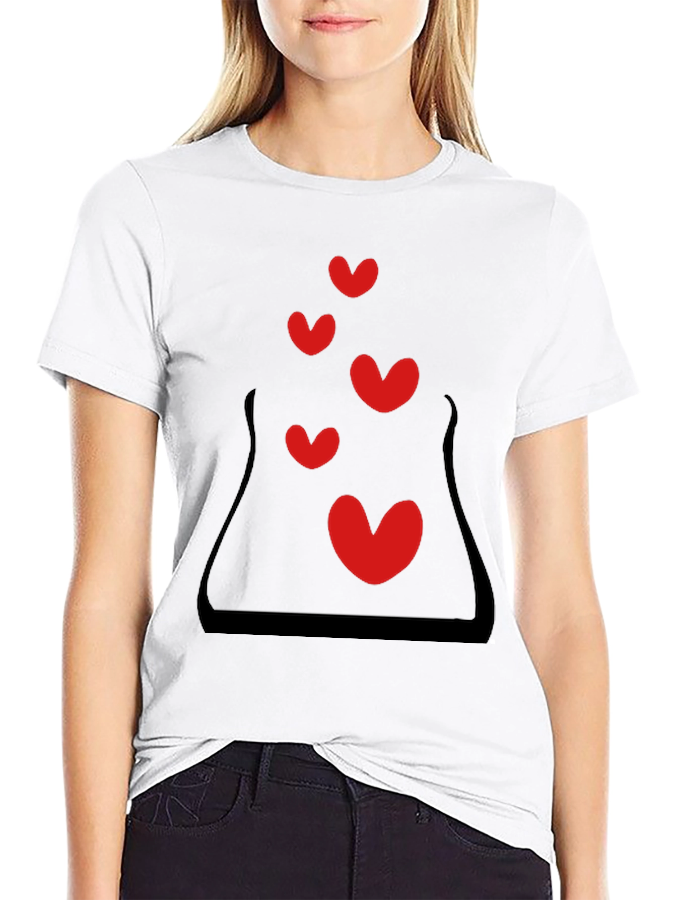 Heart Bubbles Graphic Black T-Shirt