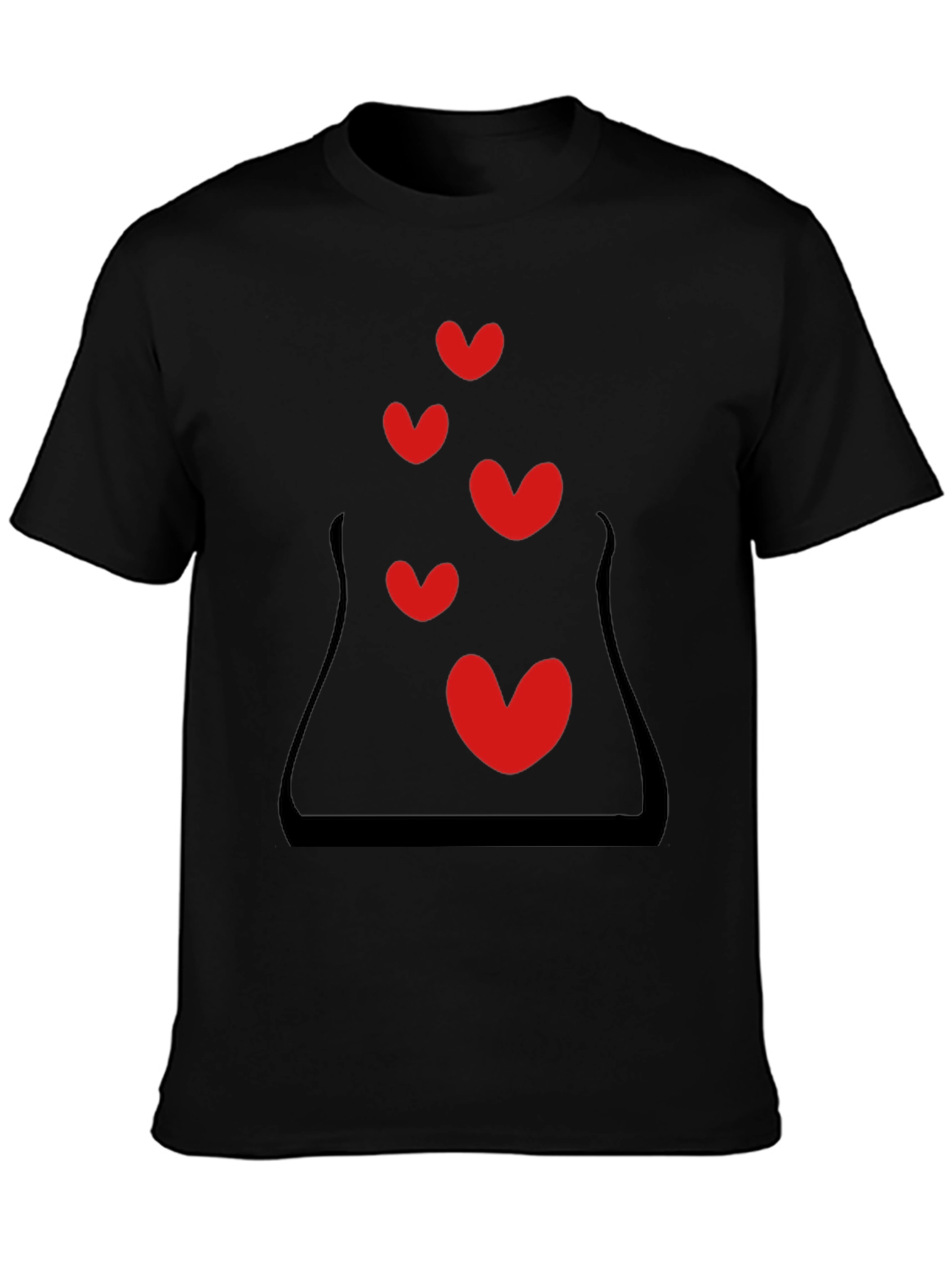 Heart Bubbles Graphic Black T-Shirt
