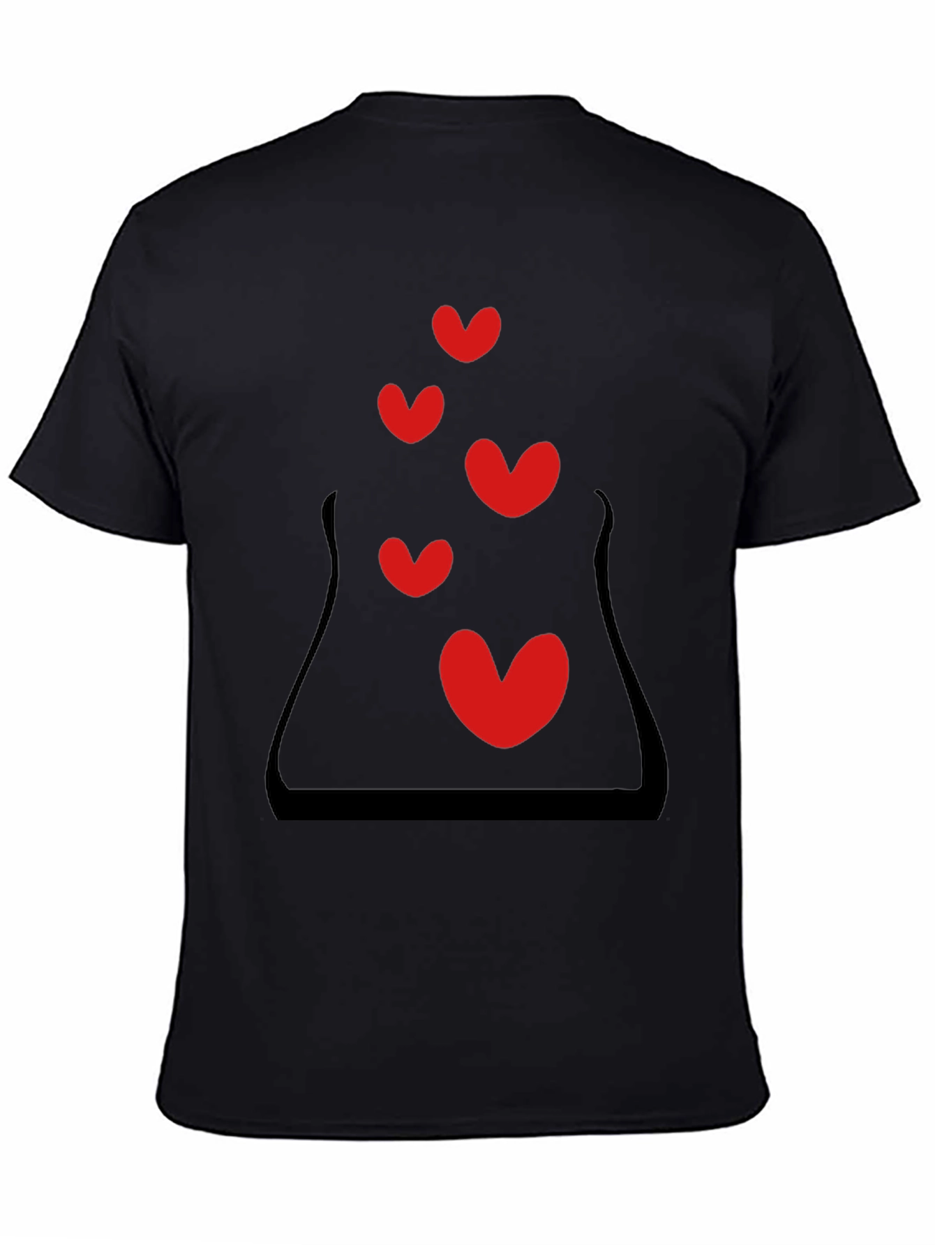 Heart Bubbles Graphic Black T-Shirt