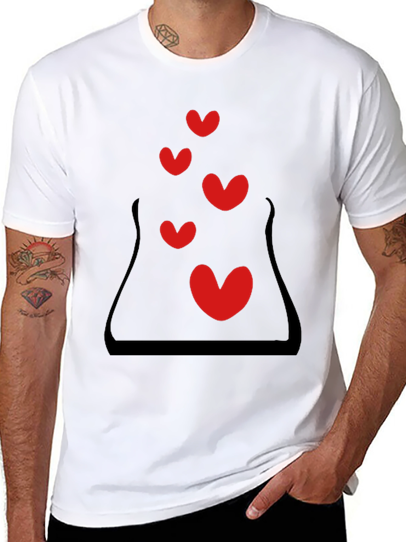 Heart Bubbles Graphic Black T-Shirt