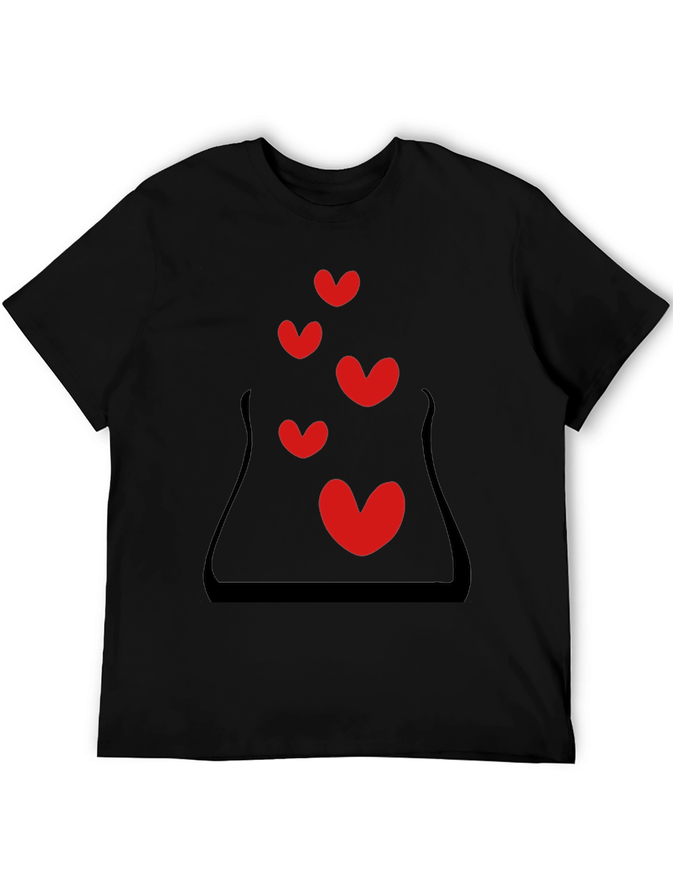 Heart Bubbles Graphic Black T-Shirt
