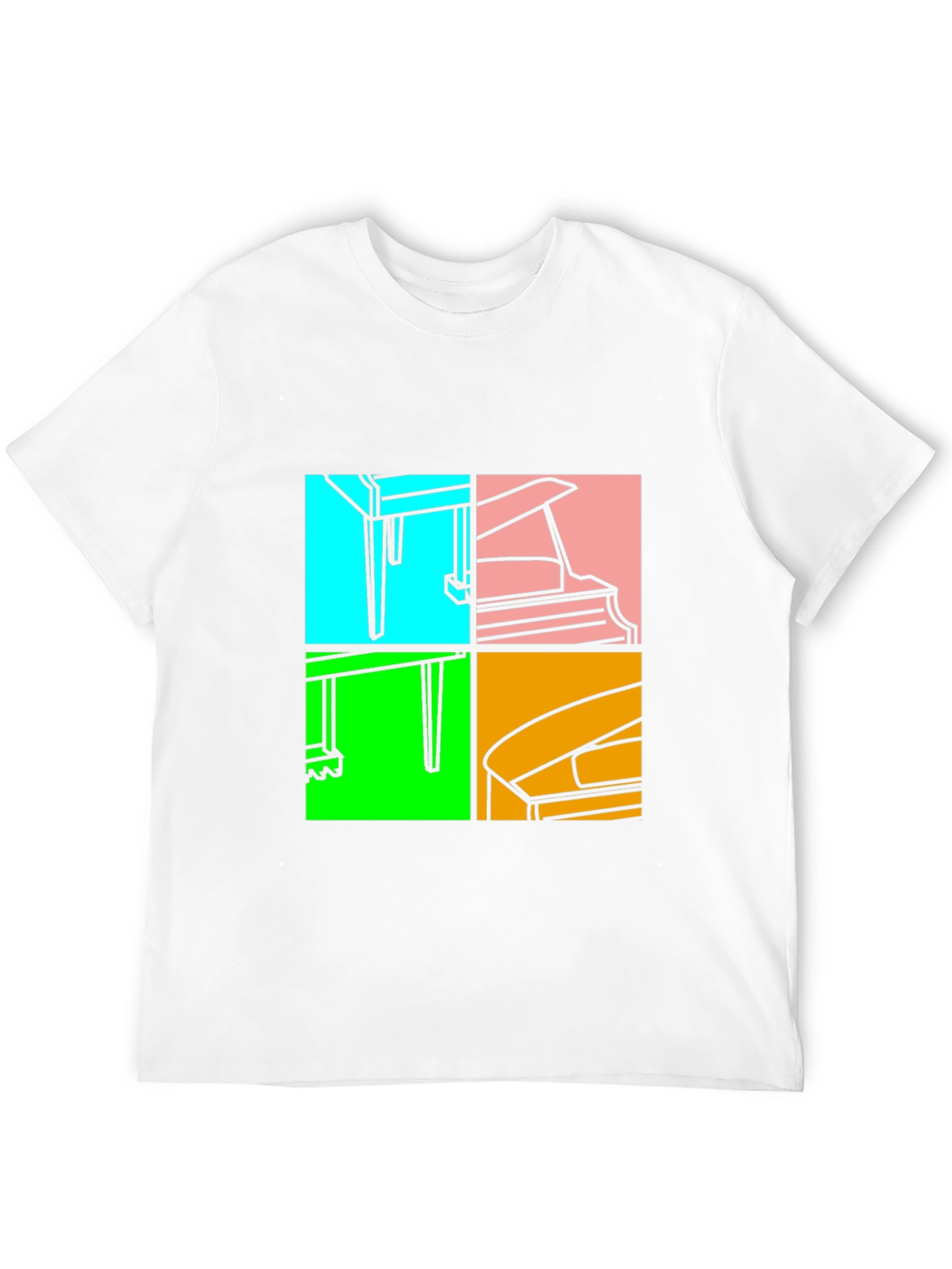 Piano Pop Art Black T-Shirt