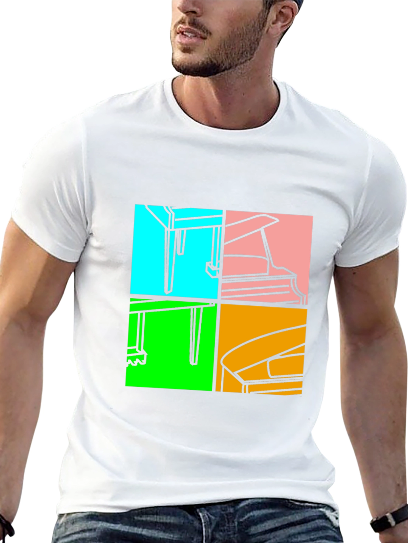 Piano Pop Art Black T-Shirt