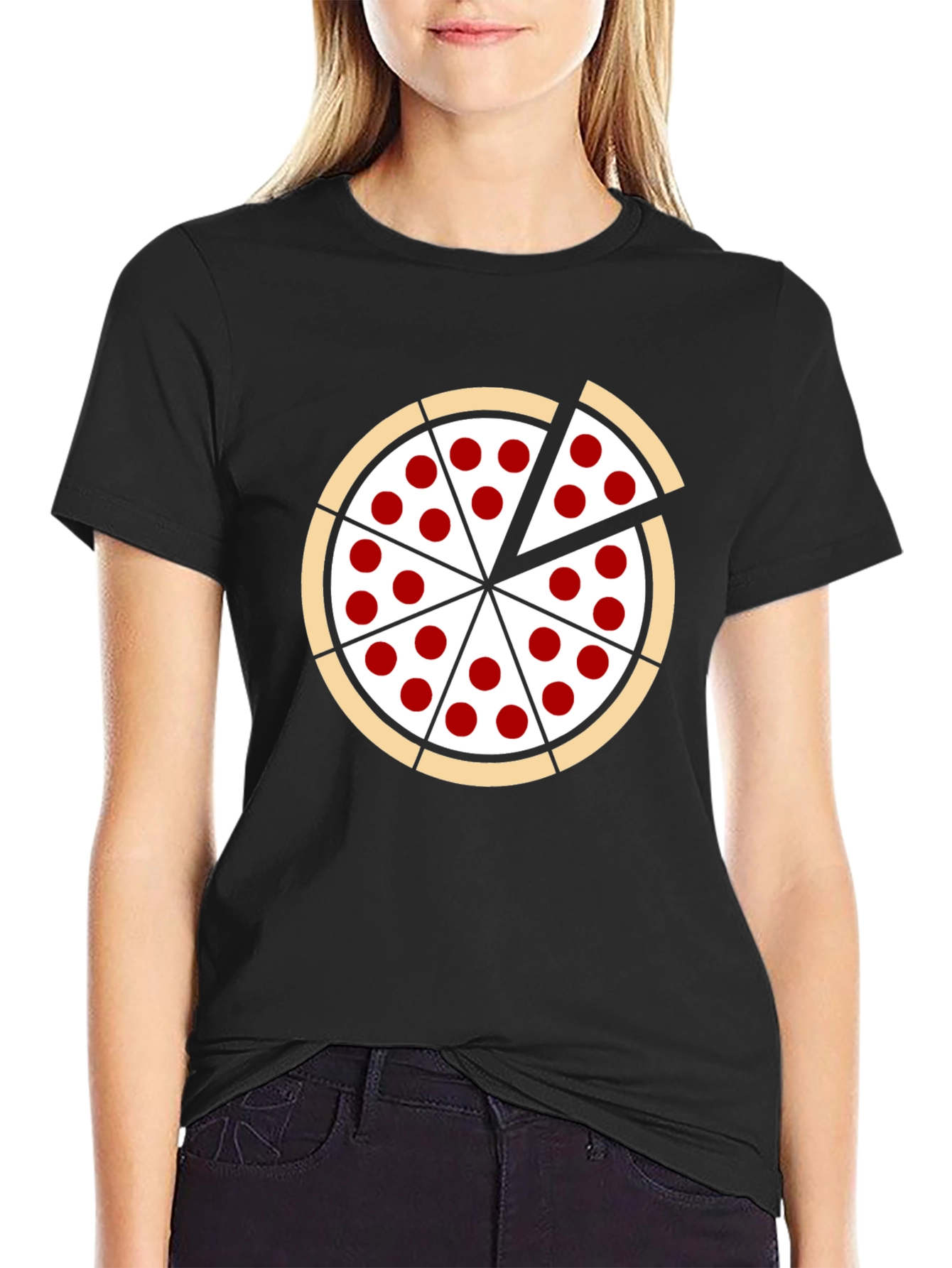 Pizza Graphic Black T-Shirt: Casual Fun Style