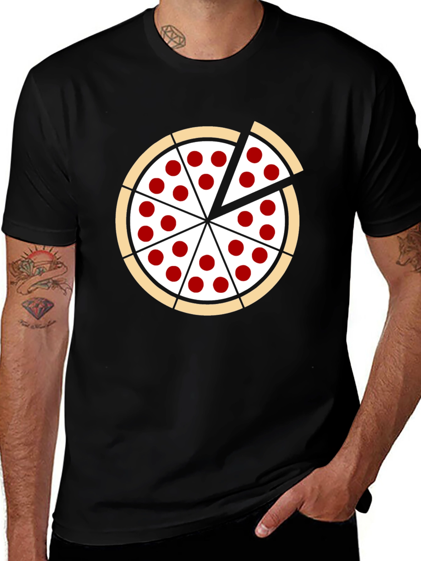 Pizza Graphic Black T-Shirt: Casual Fun Style