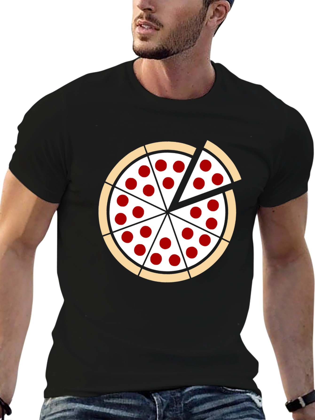 Pizza Graphic Black T-Shirt: Casual Fun Style