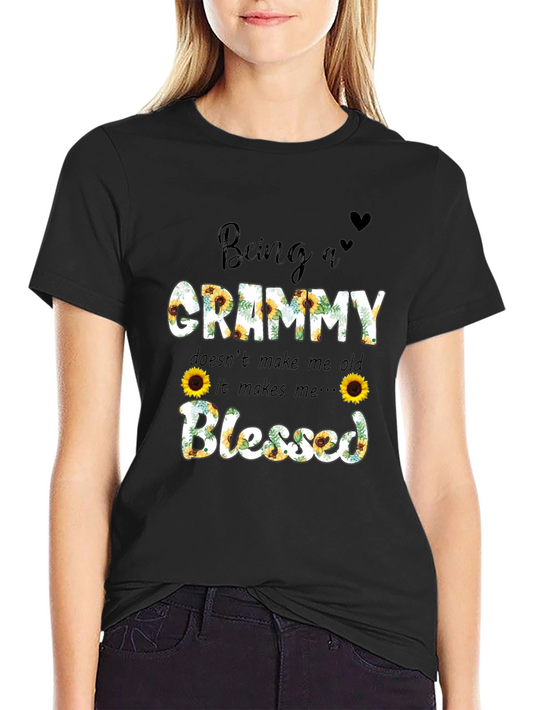 Being A Grammy Blessed Sunflower Graphic Tee