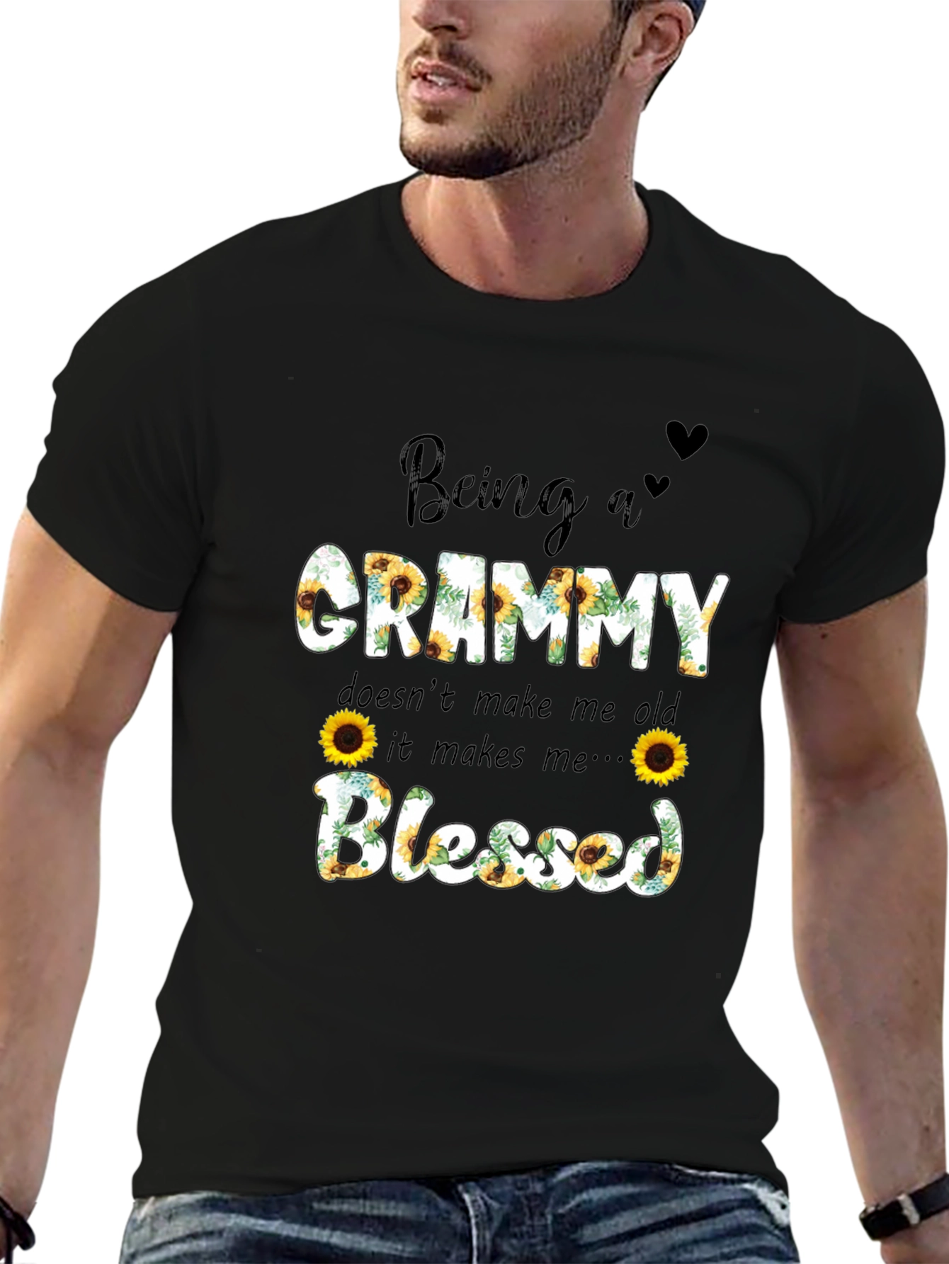 Being A Grammy Blessed Sunflower Graphic Tee