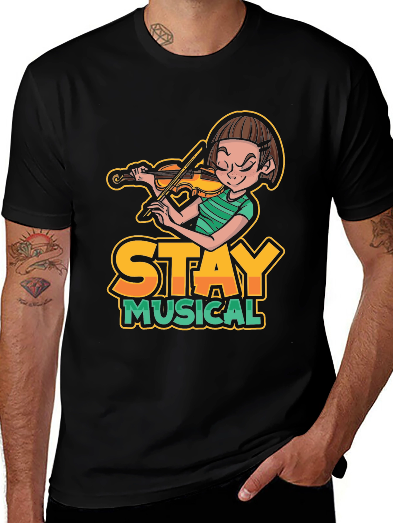 Stay Musical Violin Graphic Tee - Unisex