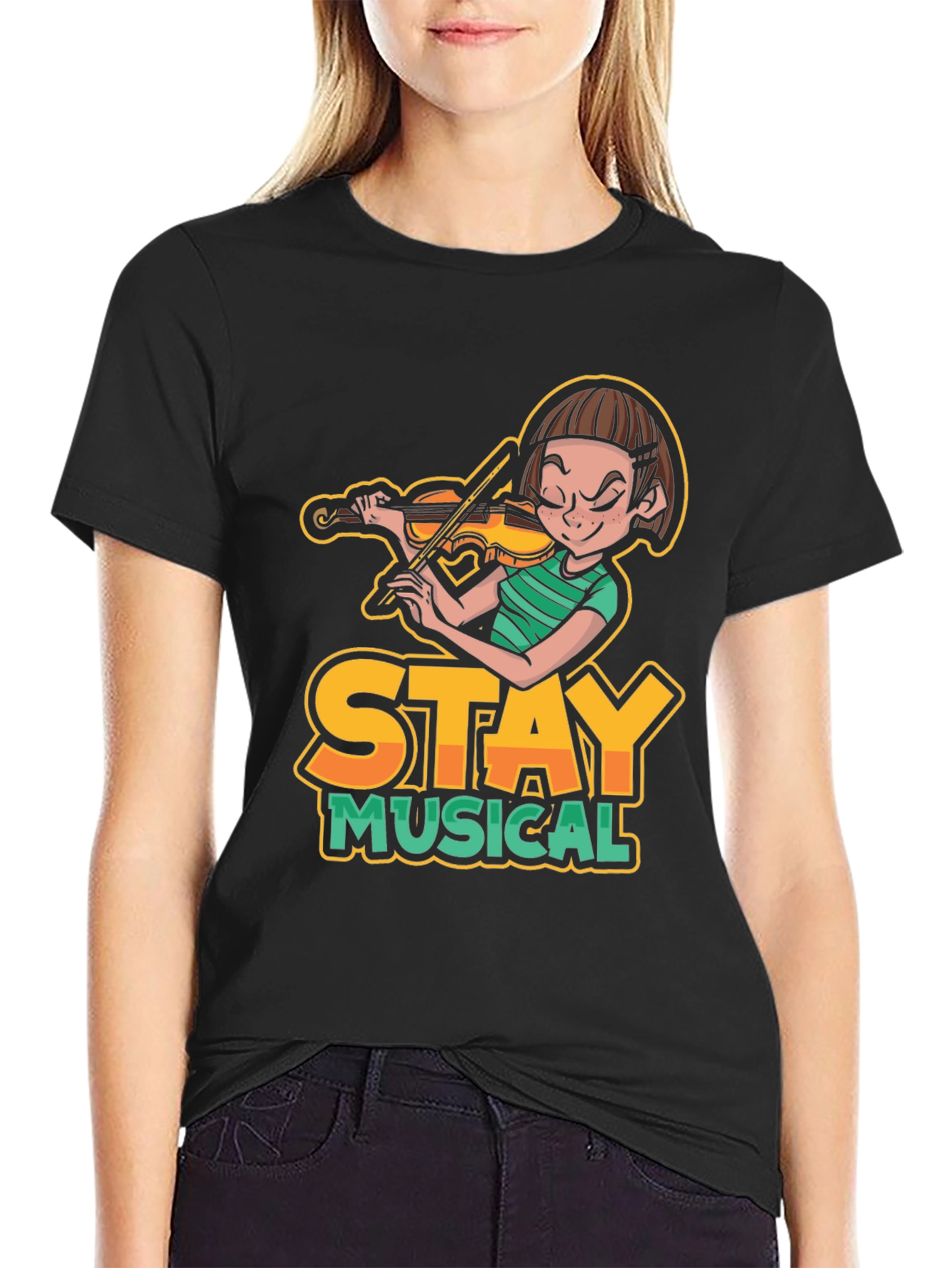 Stay Musical Violin Graphic Tee - Unisex