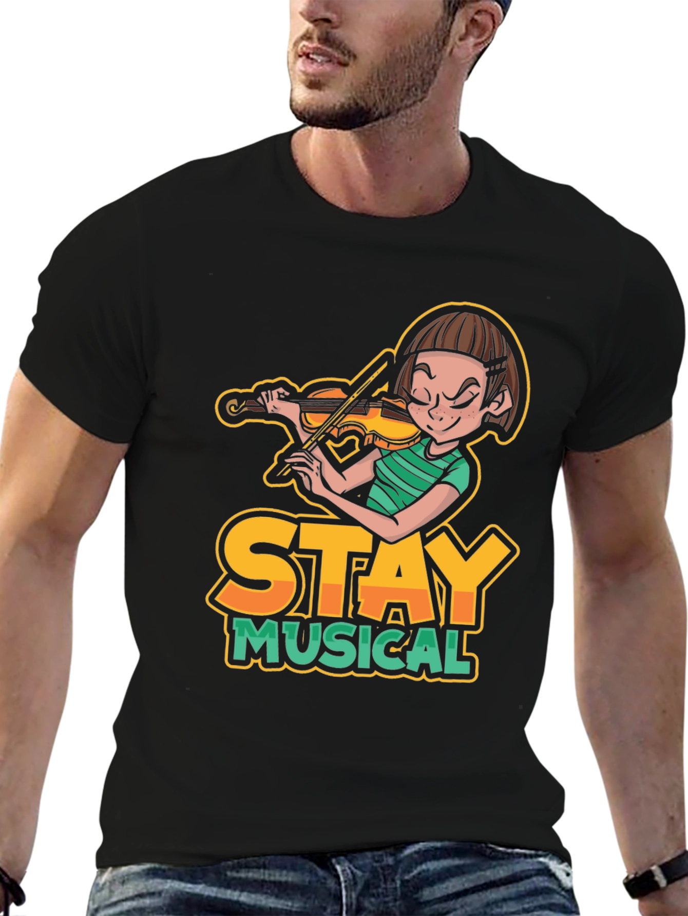 Stay Musical Violin Graphic Tee - Unisex